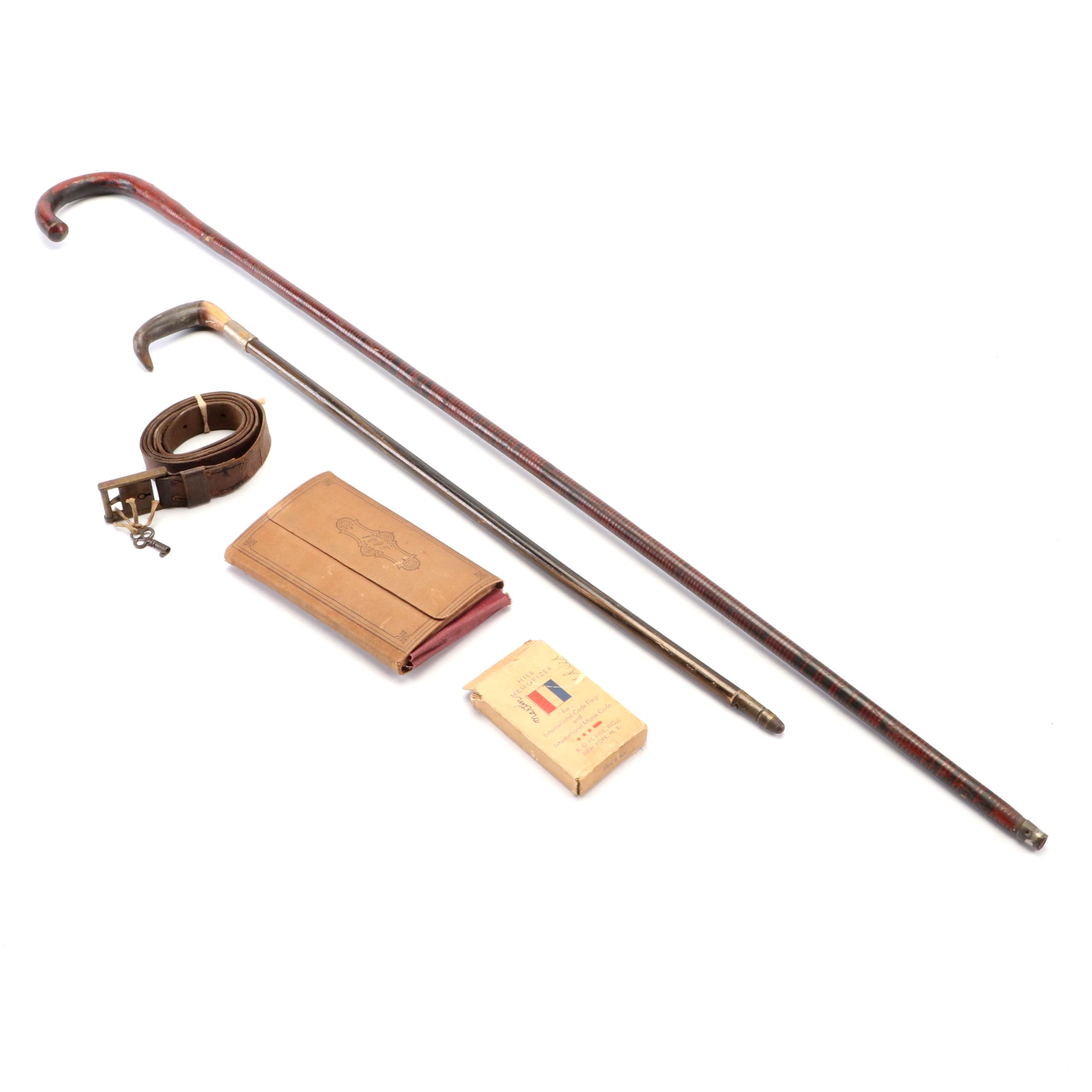 Stacked Leather Disc Cane, Cane with Steer Horn Handle, 1895 Journal and More