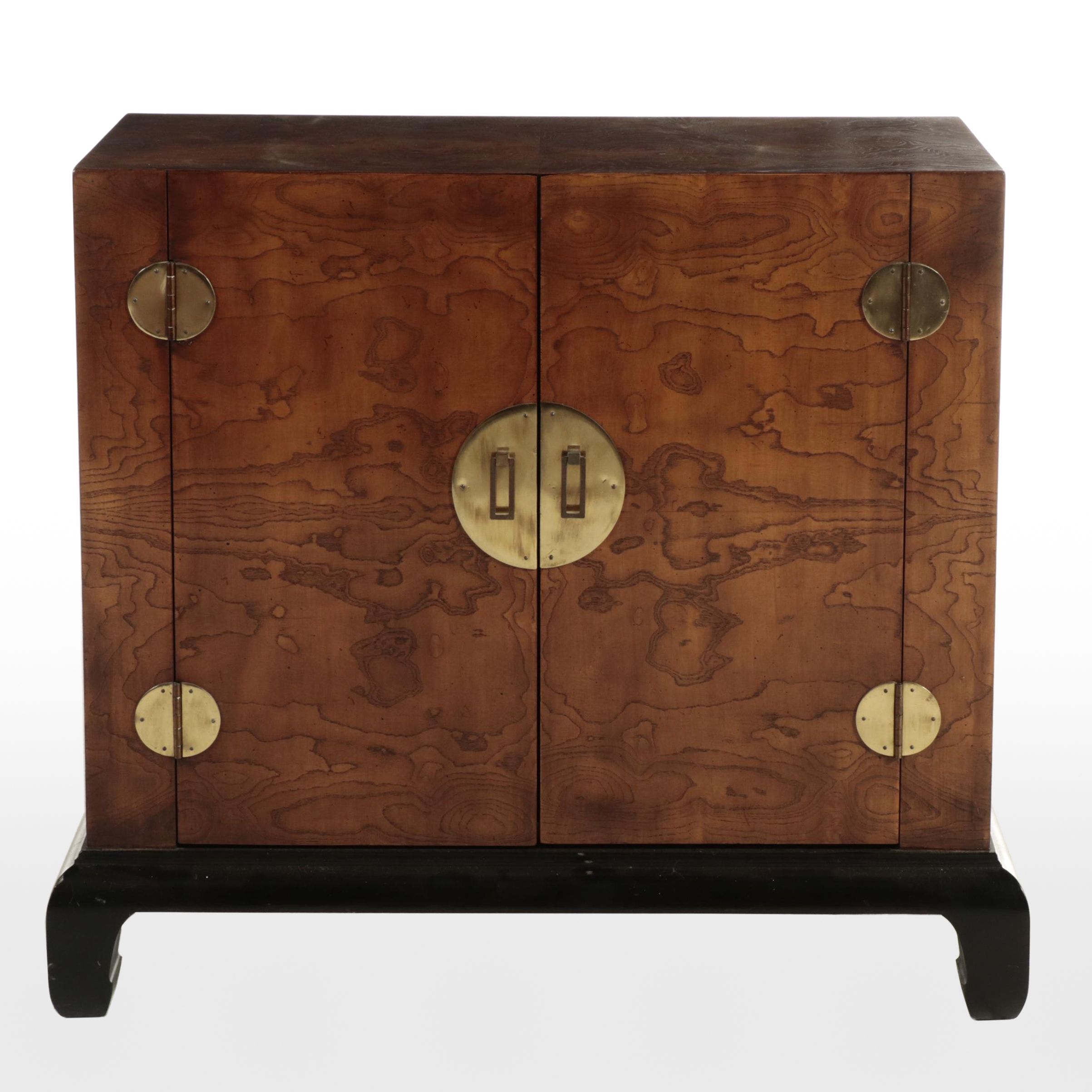 Chinese Style Burlwood Cabinet on Stand