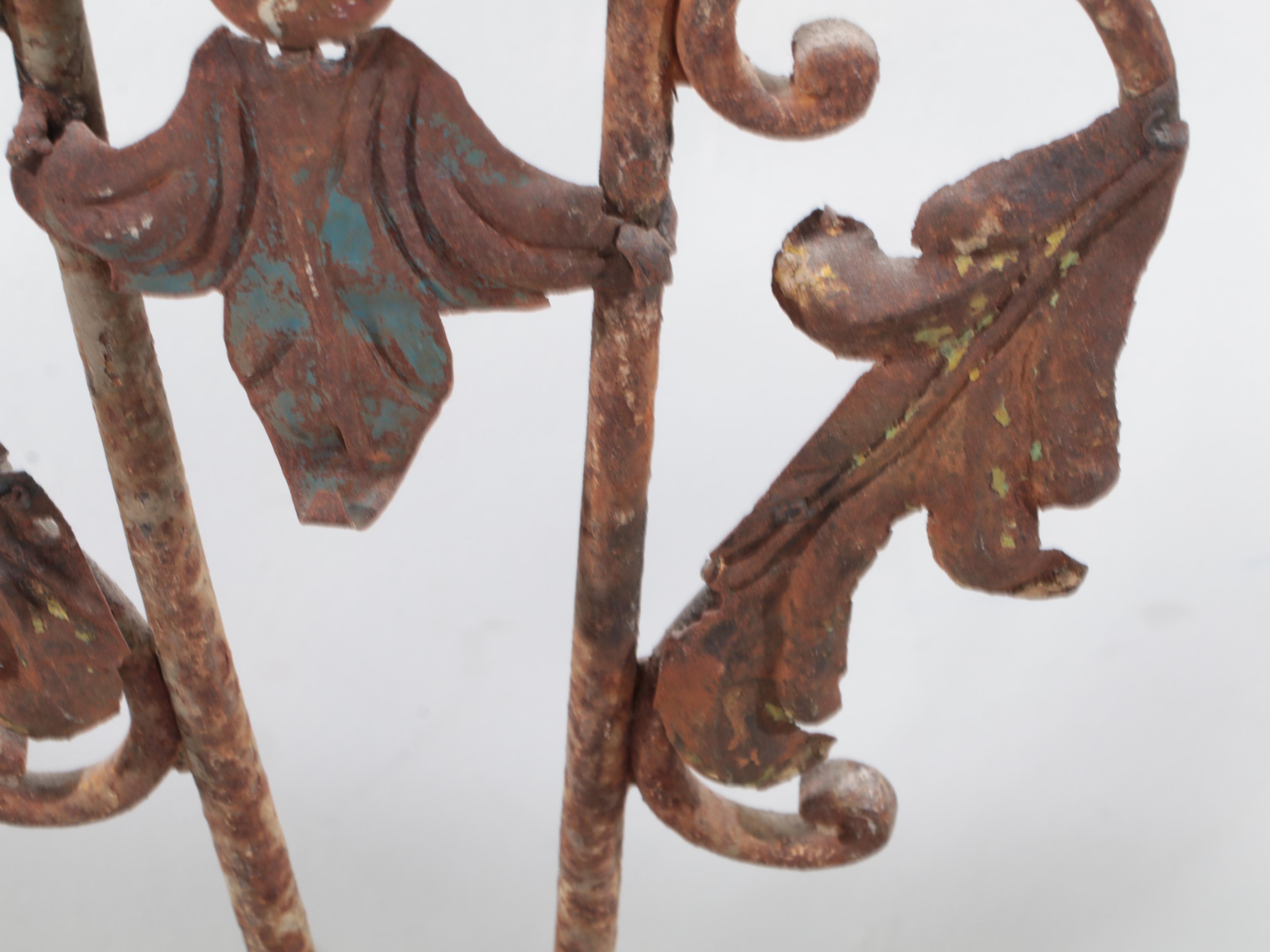 Rococo Style Wrought Iron and Black Marble Top Wall-Mounted Console Table