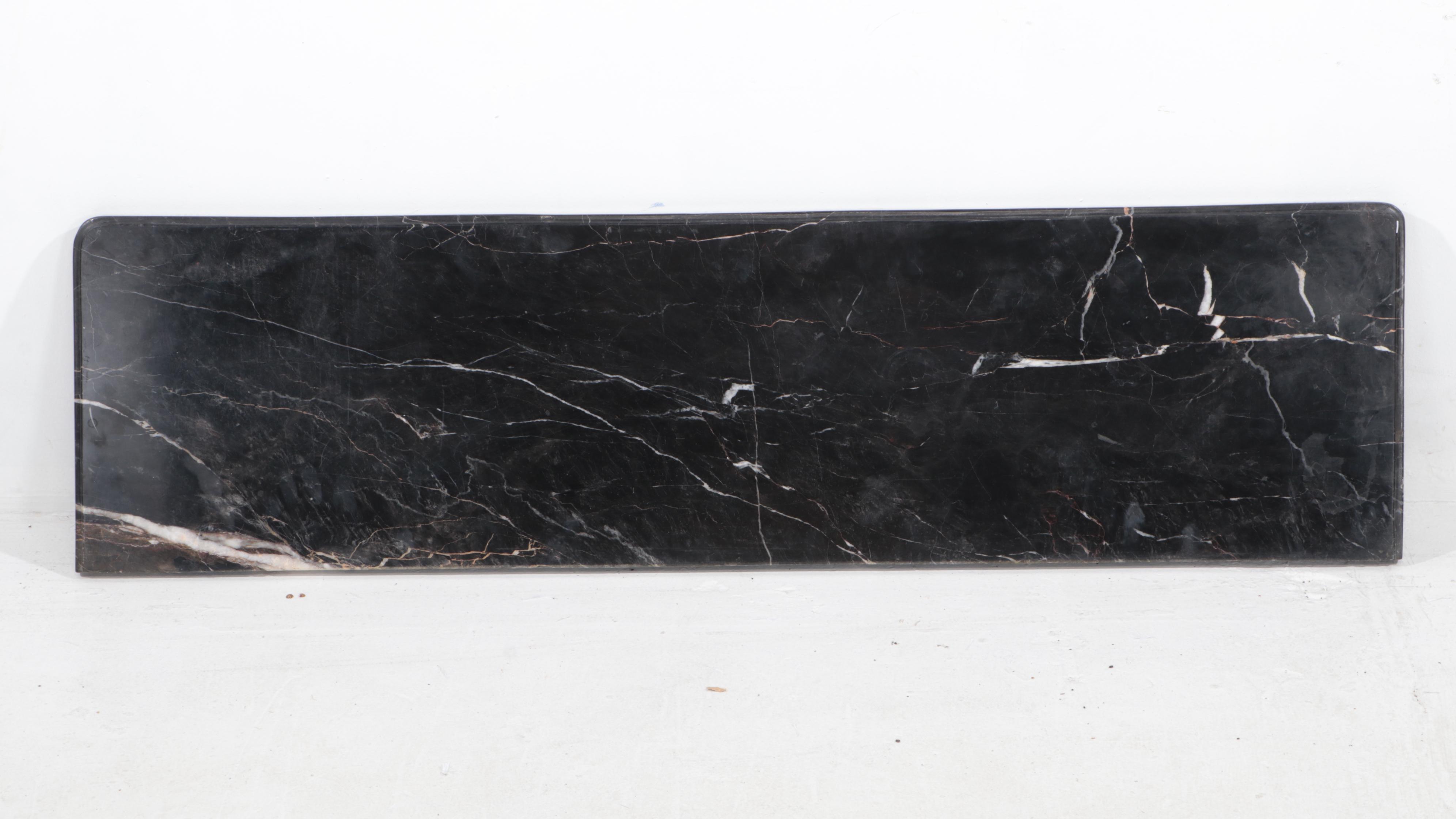 Rococo Style Wrought Iron and Black Marble Top Wall-Mounted Console Table