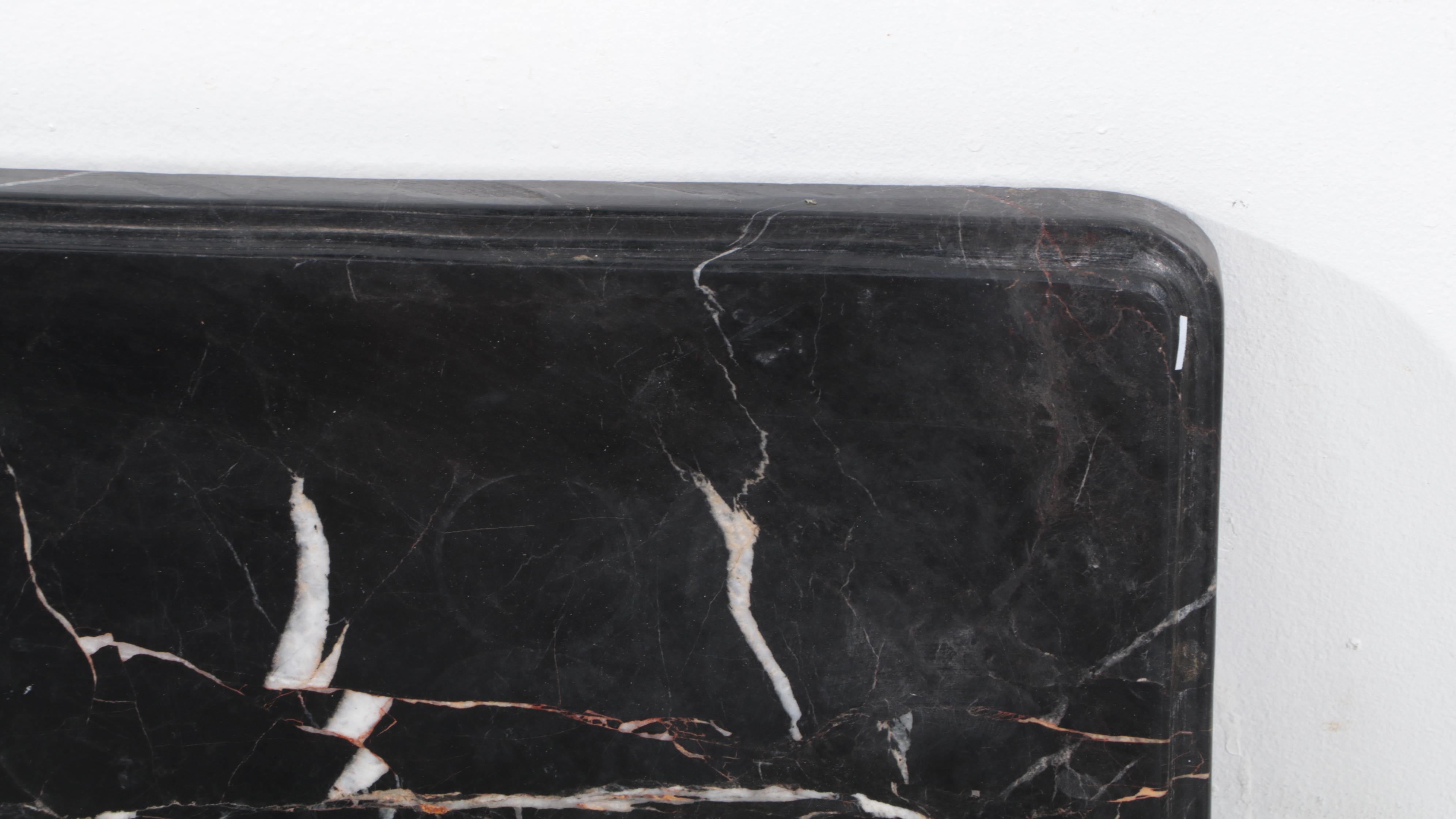 Rococo Style Wrought Iron and Black Marble Top Wall-Mounted Console Table