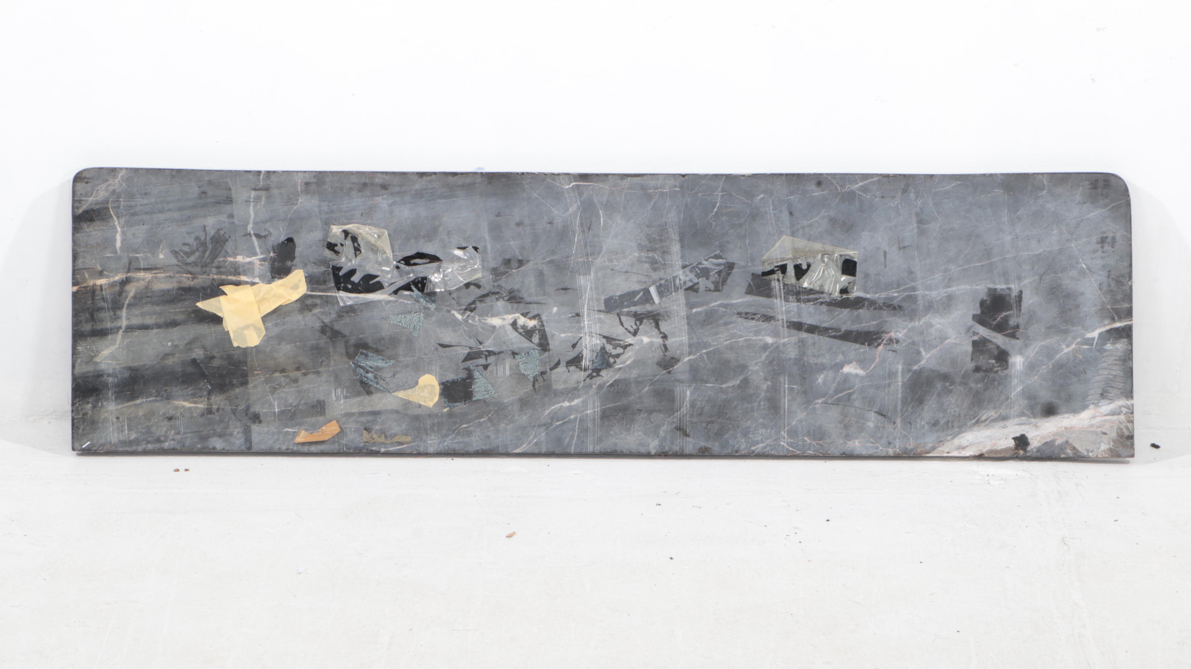 Rococo Style Wrought Iron and Black Marble Top Wall-Mounted Console Table