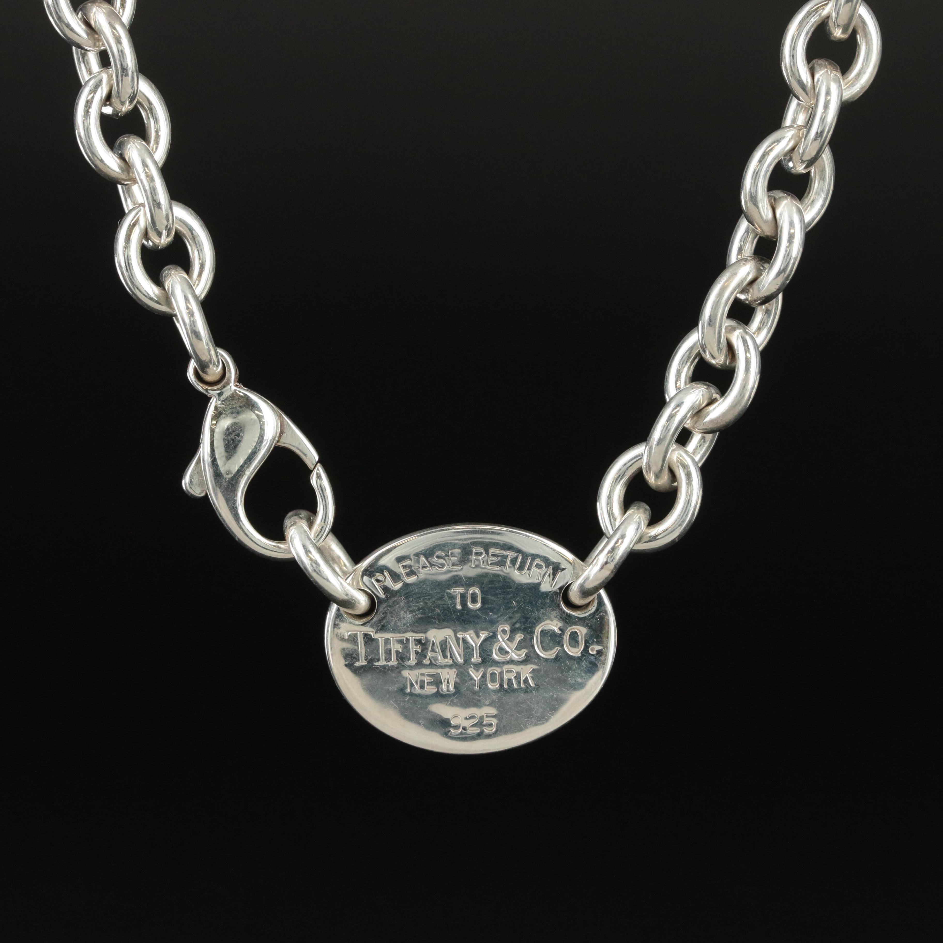Tiffany & Co. "Return to Tiffany" Sterling Oval Tag Necklace