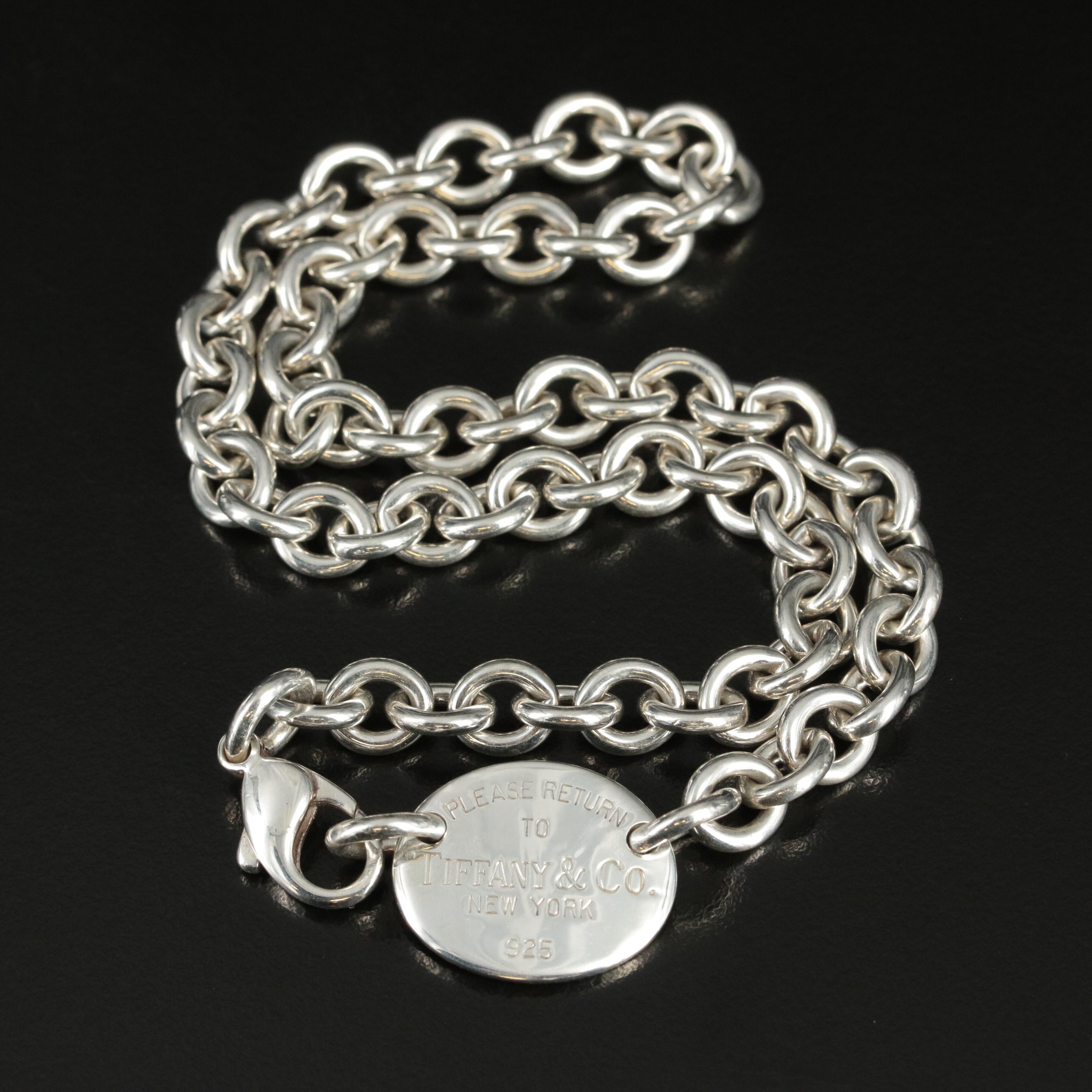 Tiffany & Co. "Return to Tiffany" Sterling Oval Tag Necklace