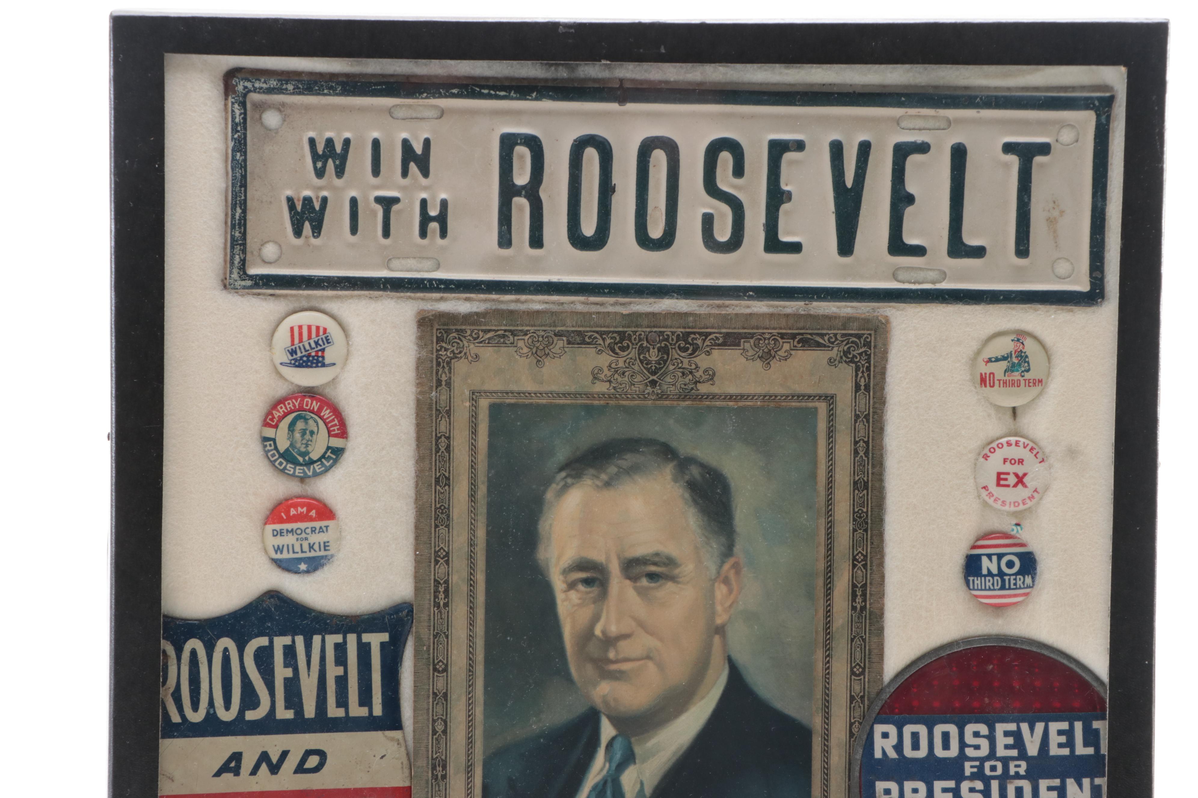 Franklin D. Roosevelt License Plate, Tags, Pinbacks, and More