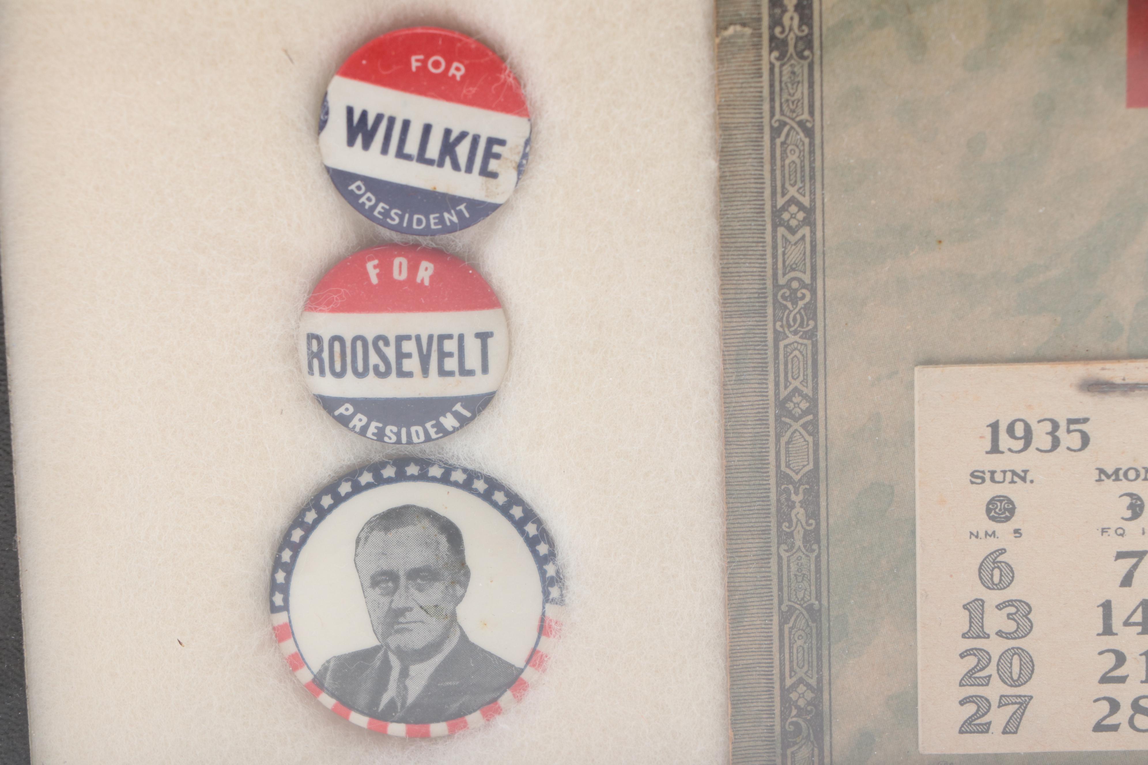 Franklin D. Roosevelt License Plate, Tags, Pinbacks, and More