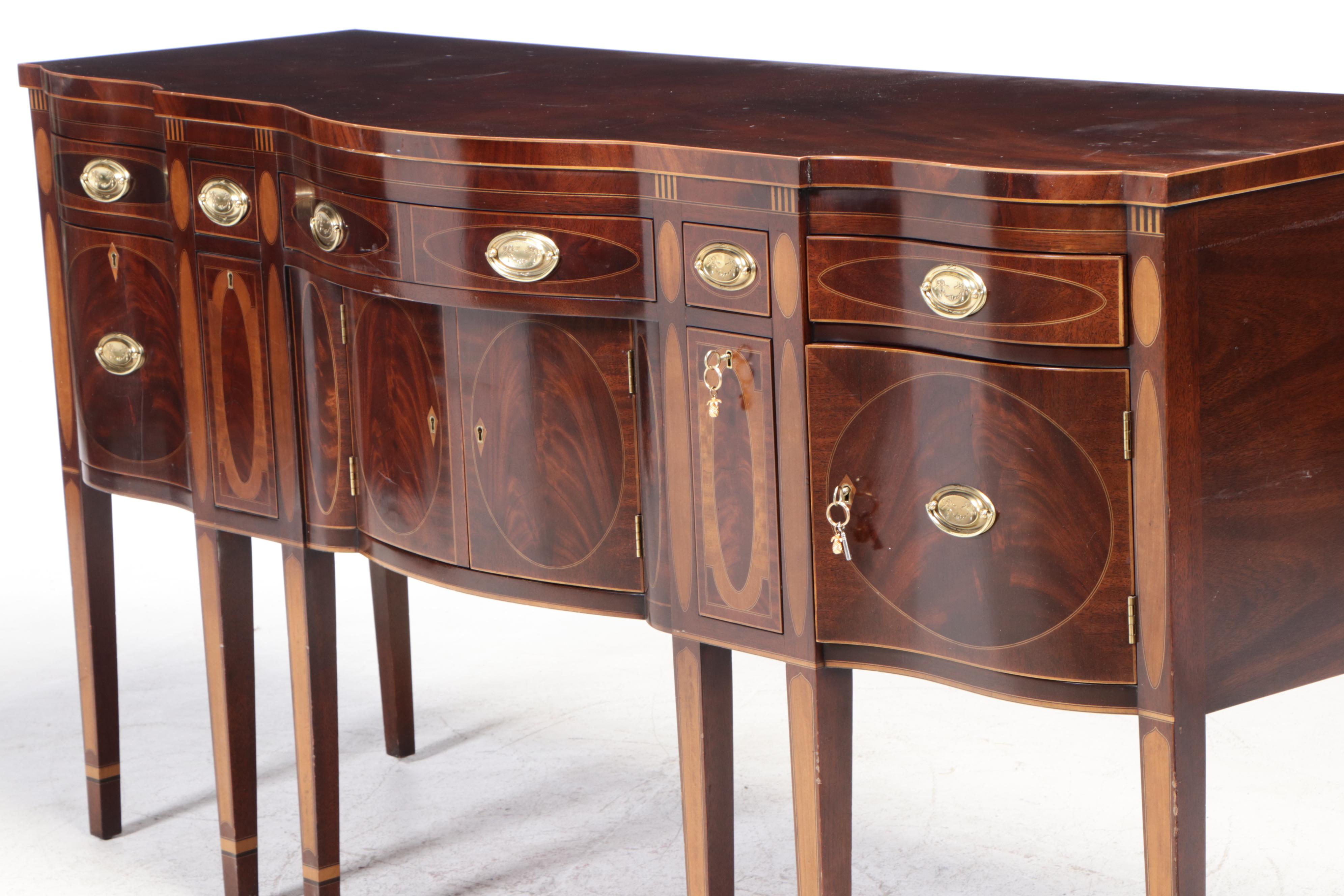 Kindel Hepplewhite Style Winterthur Reproduction Mahogany Sideboard, Late 20th C