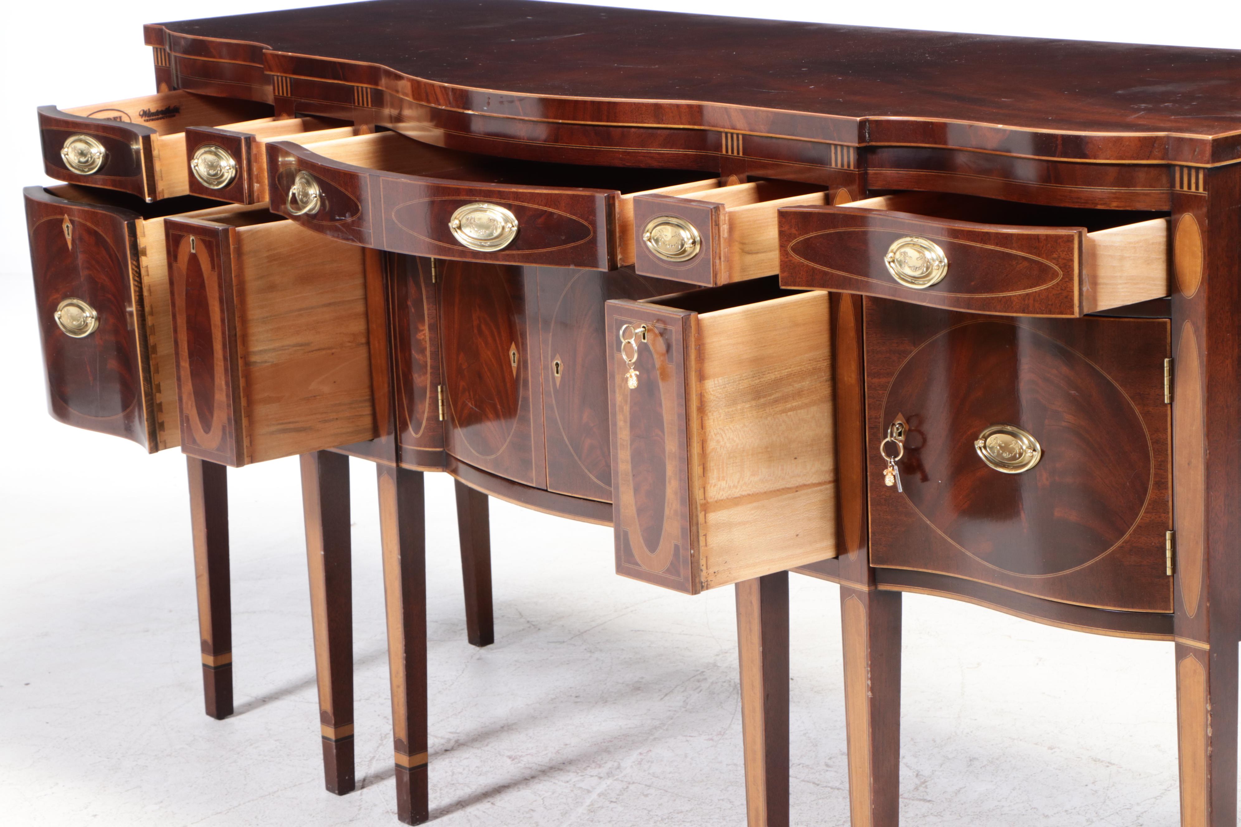Kindel Hepplewhite Style Winterthur Reproduction Mahogany Sideboard, Late 20th C