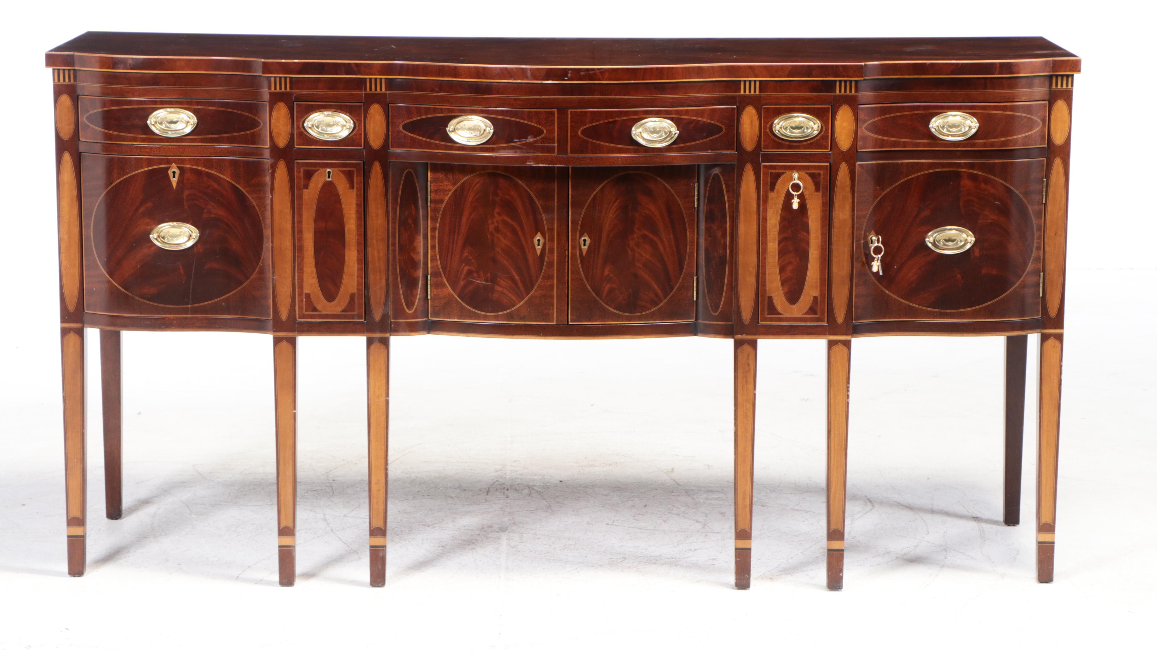 Kindel Hepplewhite Style Winterthur Reproduction Mahogany Sideboard, Late 20th C