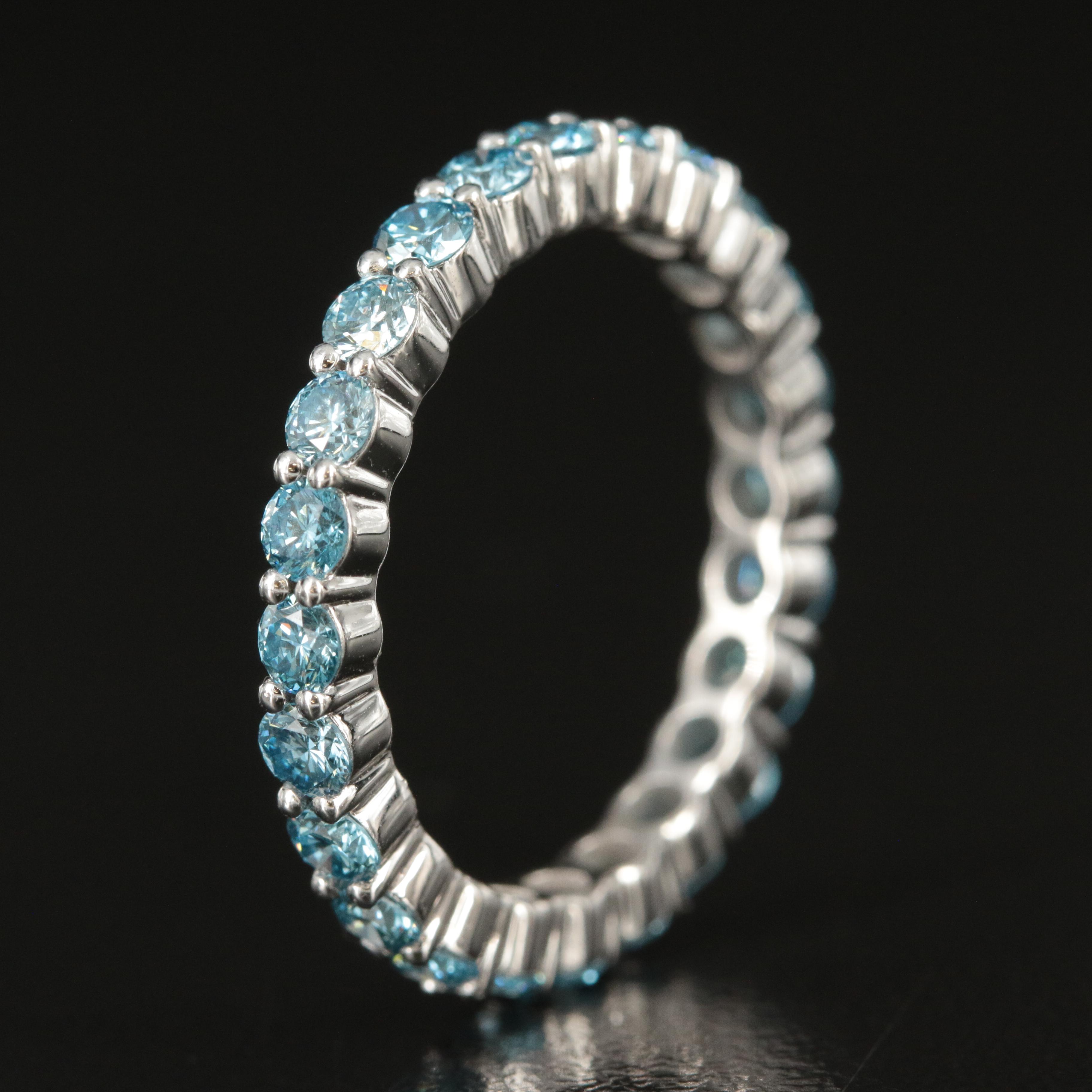 18K 1.88 CTW Fancy Blue Diamond Eternity Band