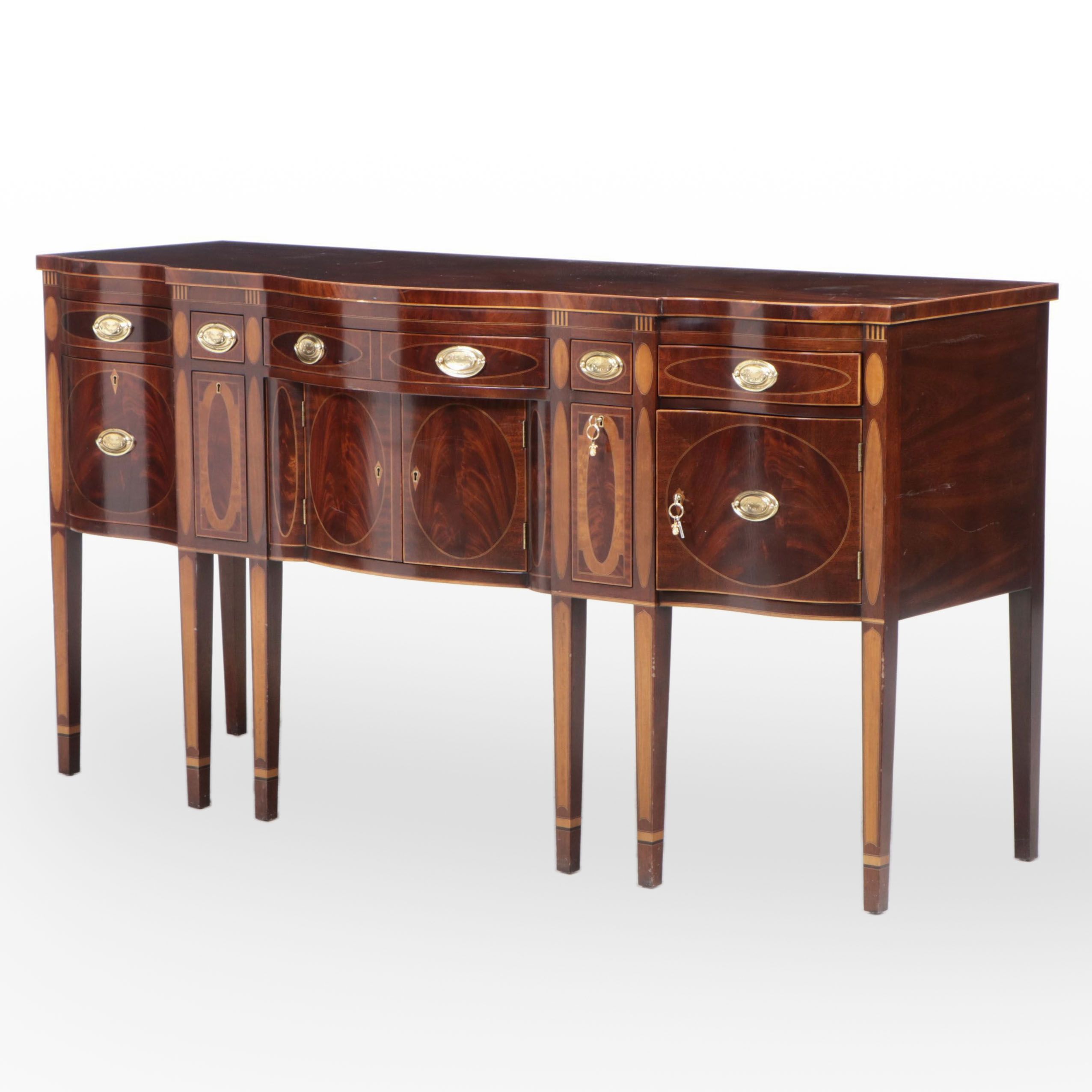 Kindel Hepplewhite Style Winterthur Reproduction Mahogany Sideboard, Late 20th C
