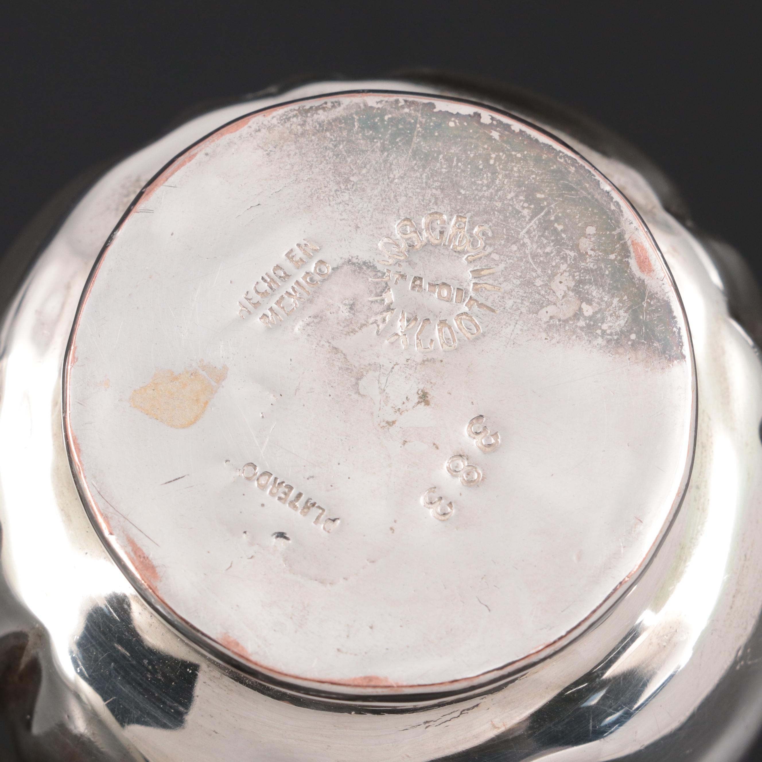 Los Castillo and Emilia Castillo Mexican Silver Plated Vase and Pitcher