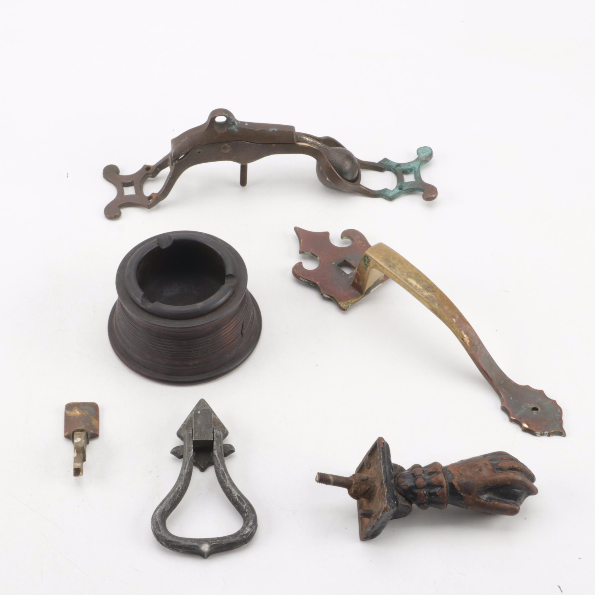 Brass Trolley Clapper Bell with Victorian Door Knockers