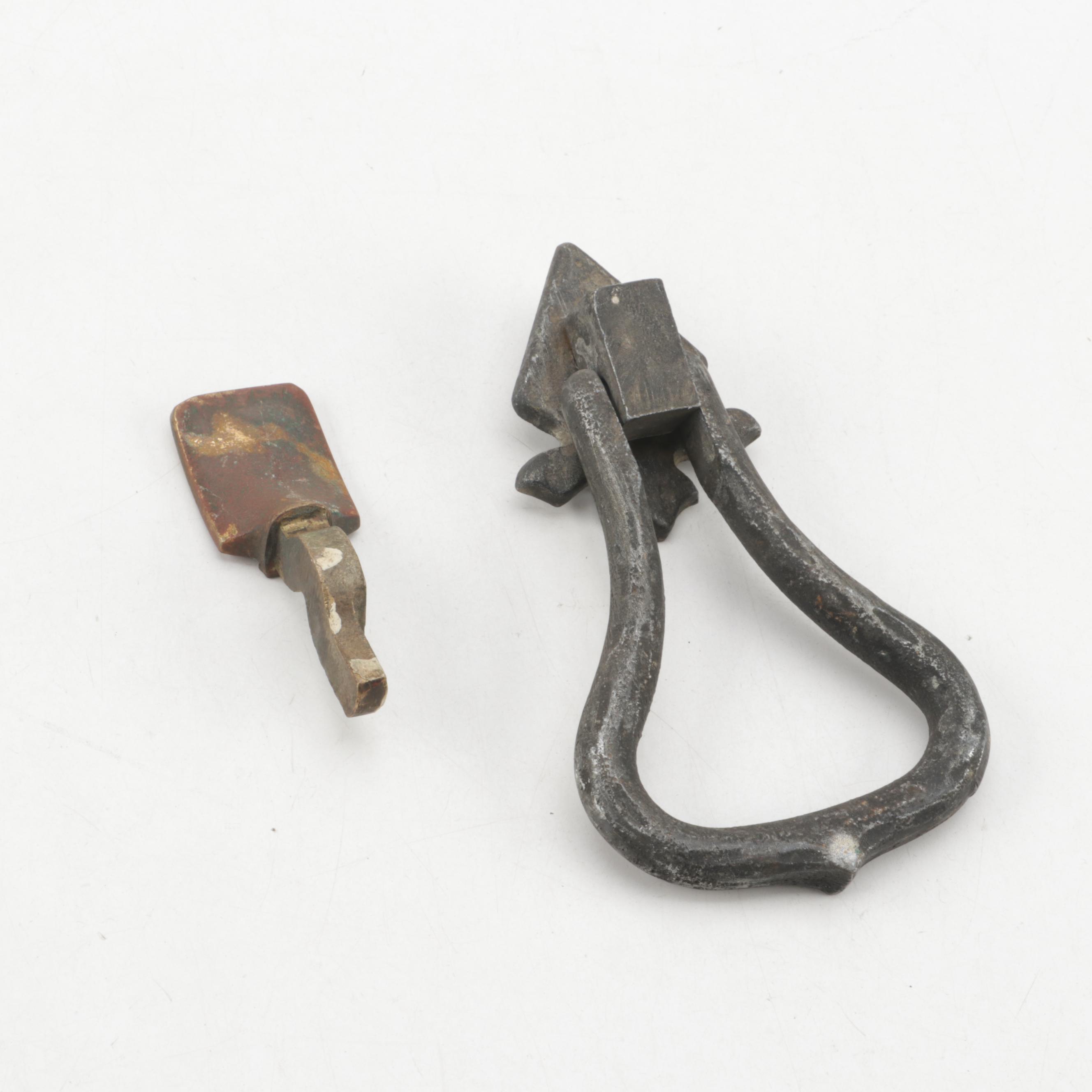 Brass Trolley Clapper Bell with Victorian Door Knockers