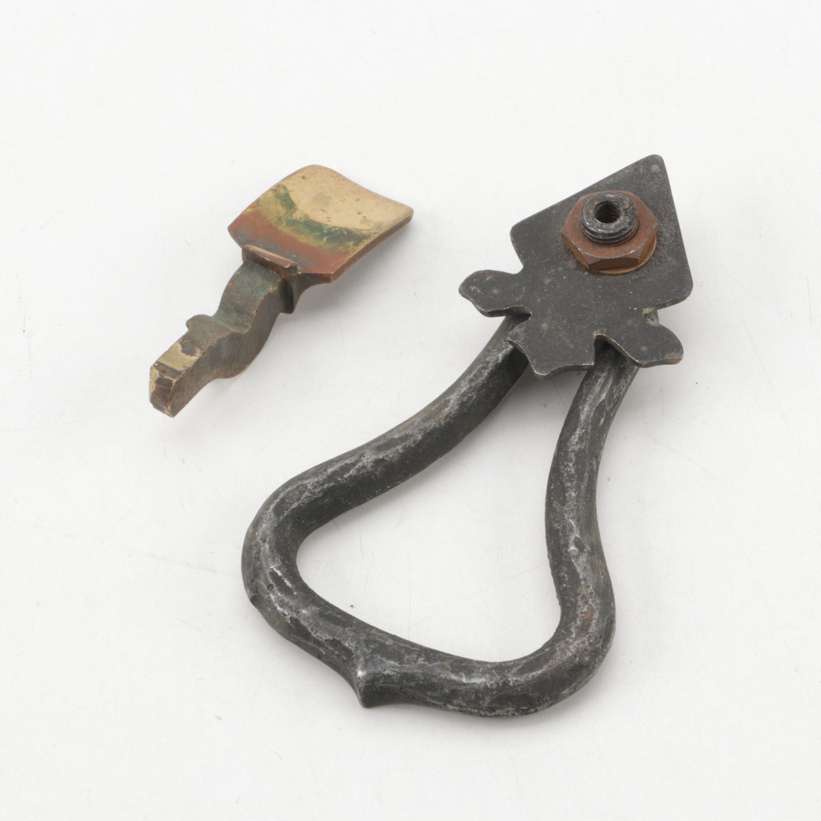 Brass Trolley Clapper Bell with Victorian Door Knockers