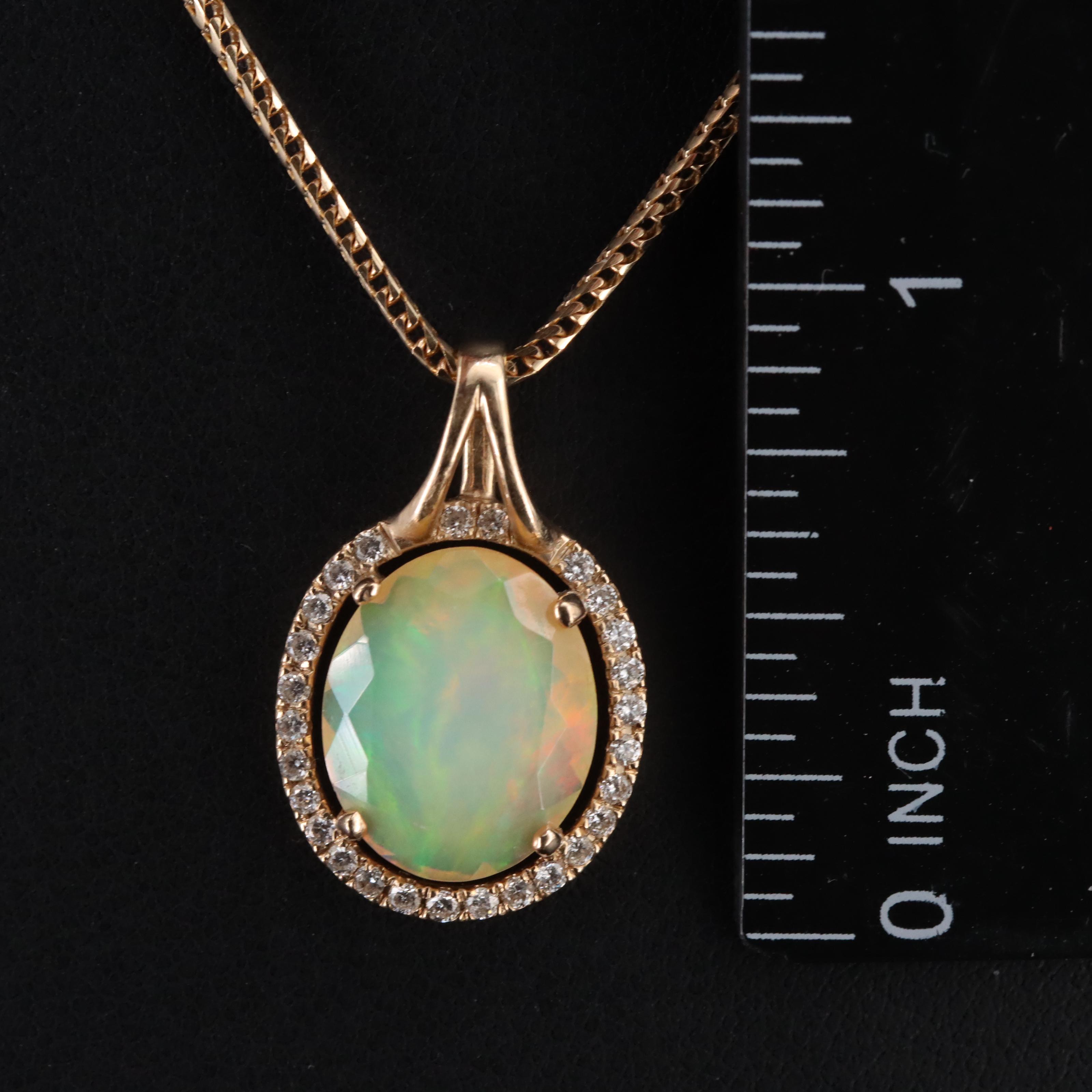14K Opal and 0.24 CTW Diamond Pendant Necklace