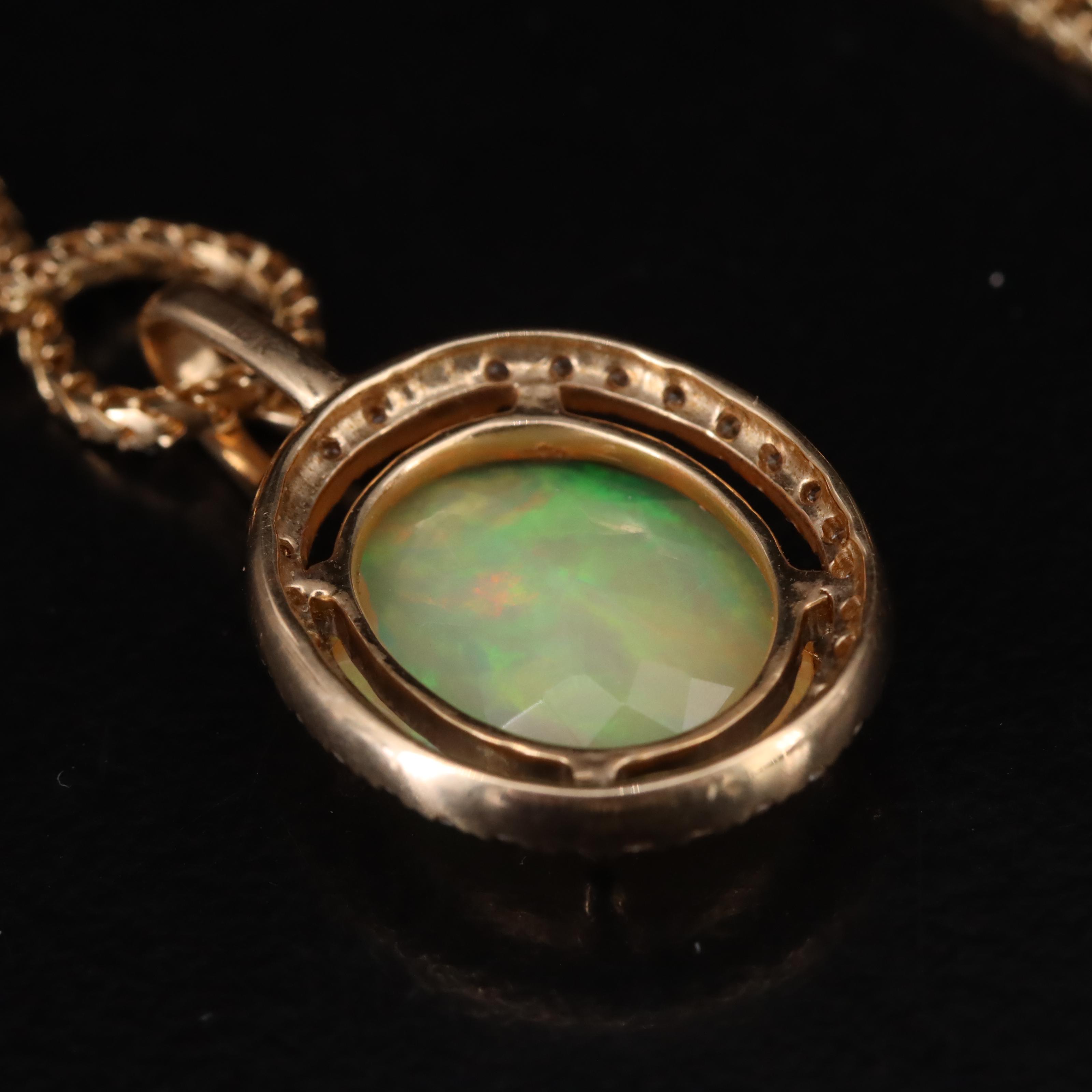 14K Opal and 0.24 CTW Diamond Pendant Necklace