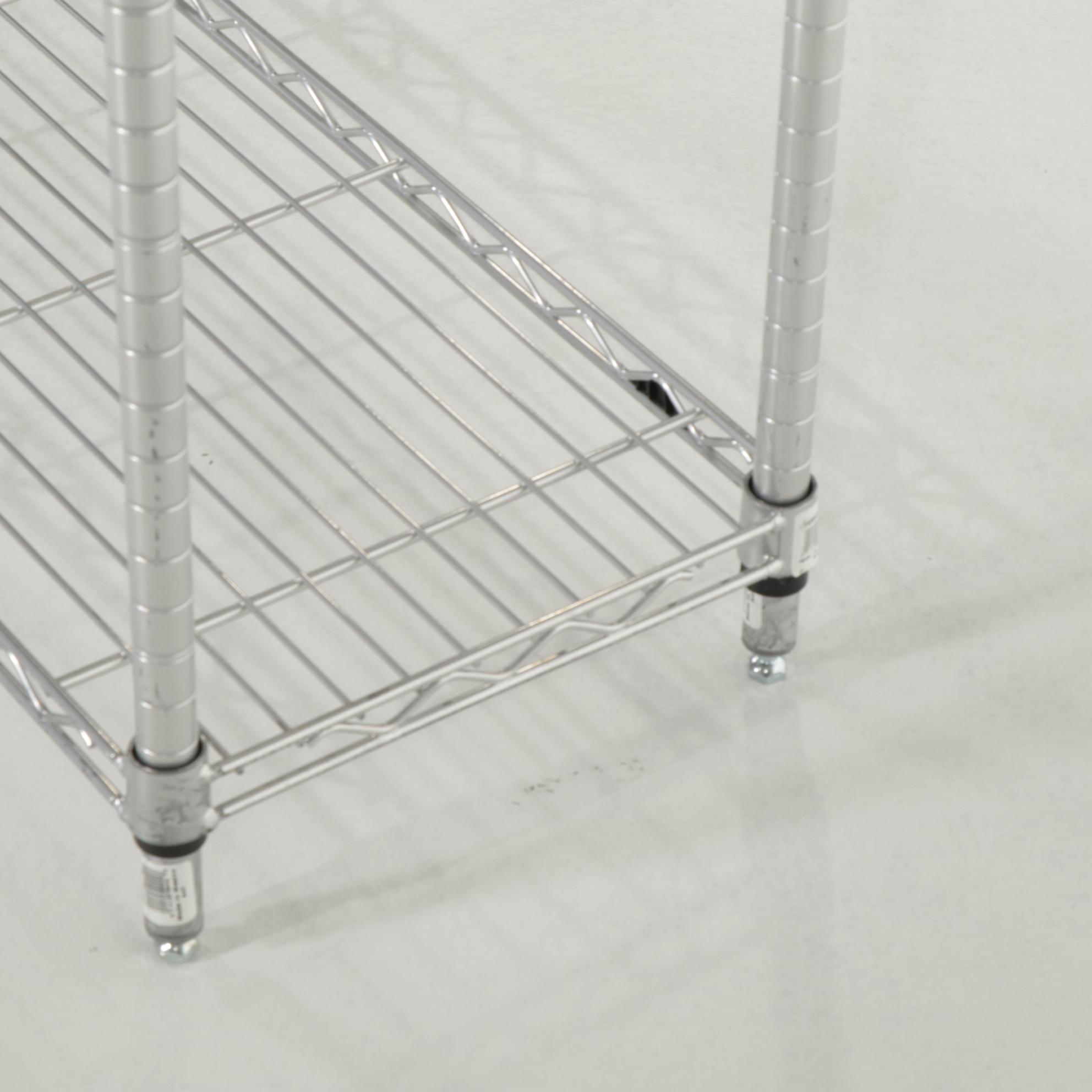 InterMetro Chrome Finish Steel Industrial 36" Four-Shelf Wire Shelving