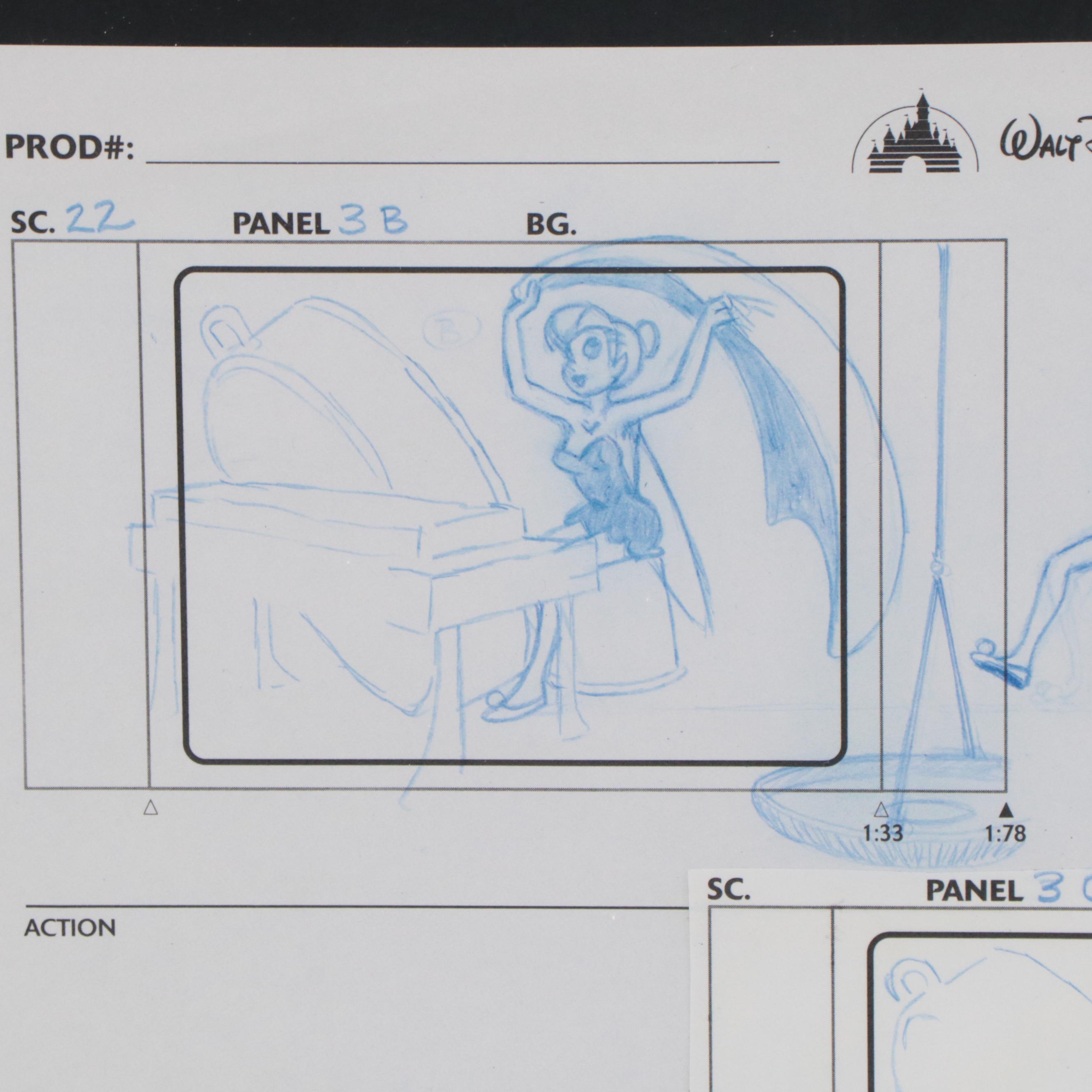 Disney Storyboard Drawings of Tinkerbell, Circa 1990