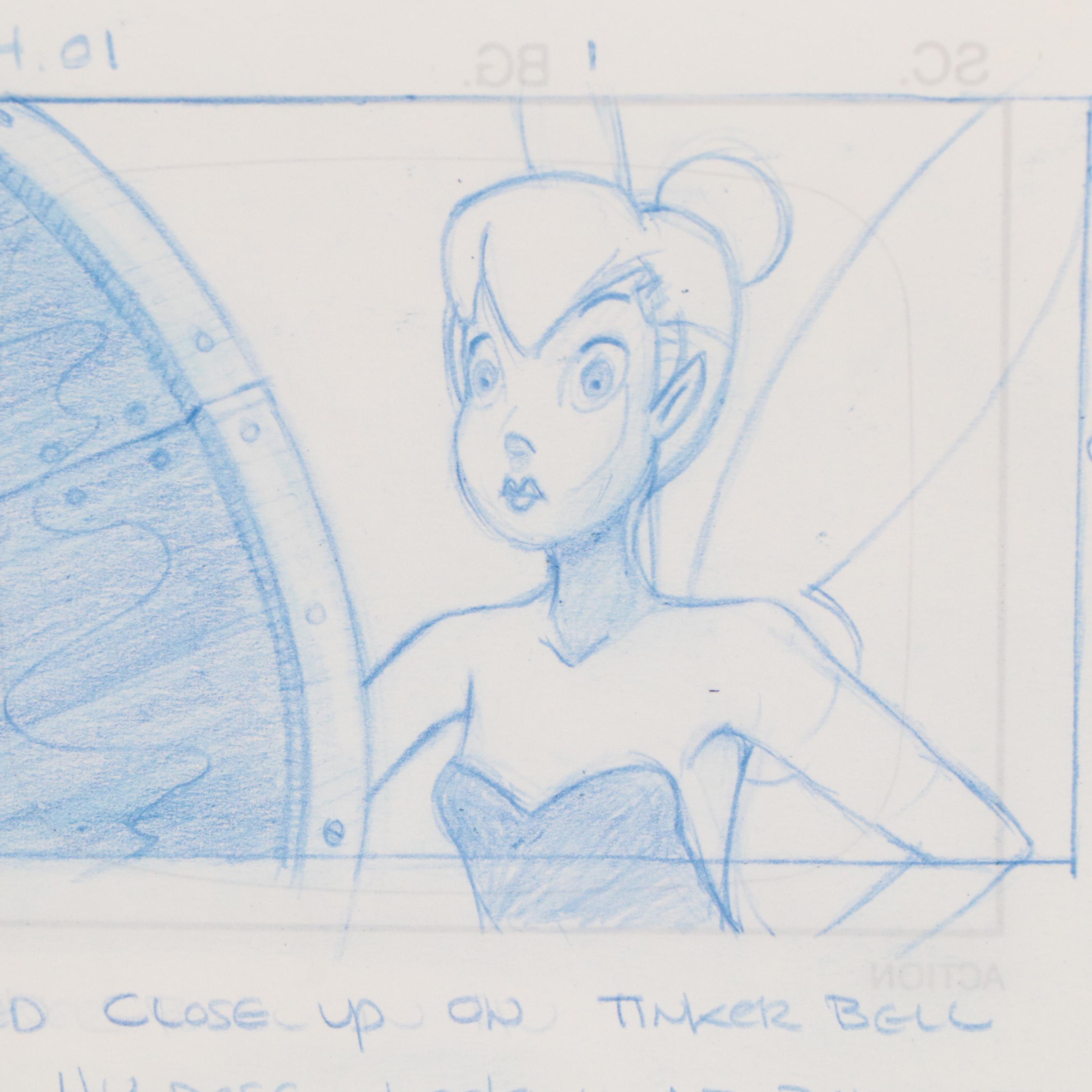 Disney Storyboard Drawings of Tinkerbell, Circa 1990