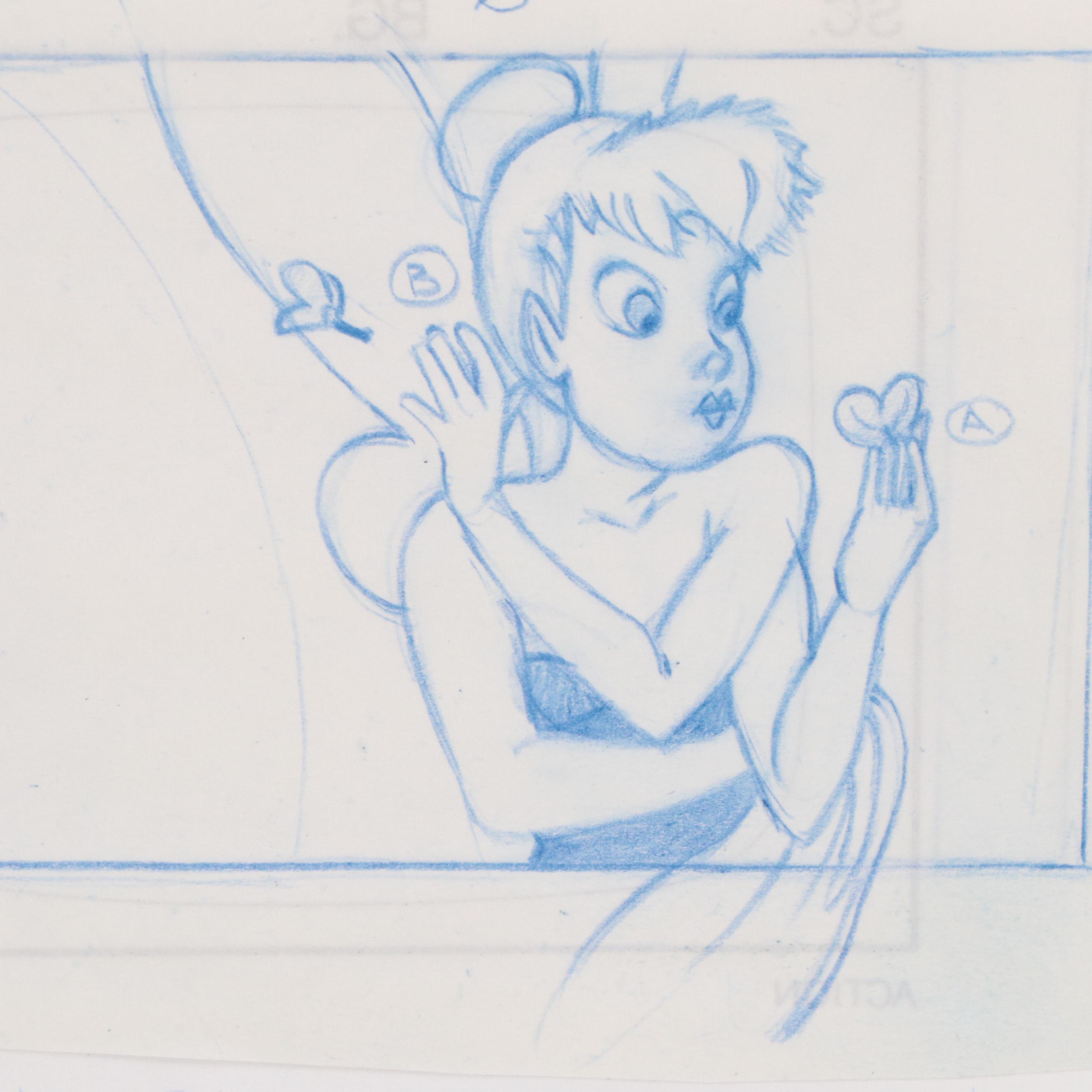 Disney Storyboard Drawings of Tinkerbell, Circa 1990