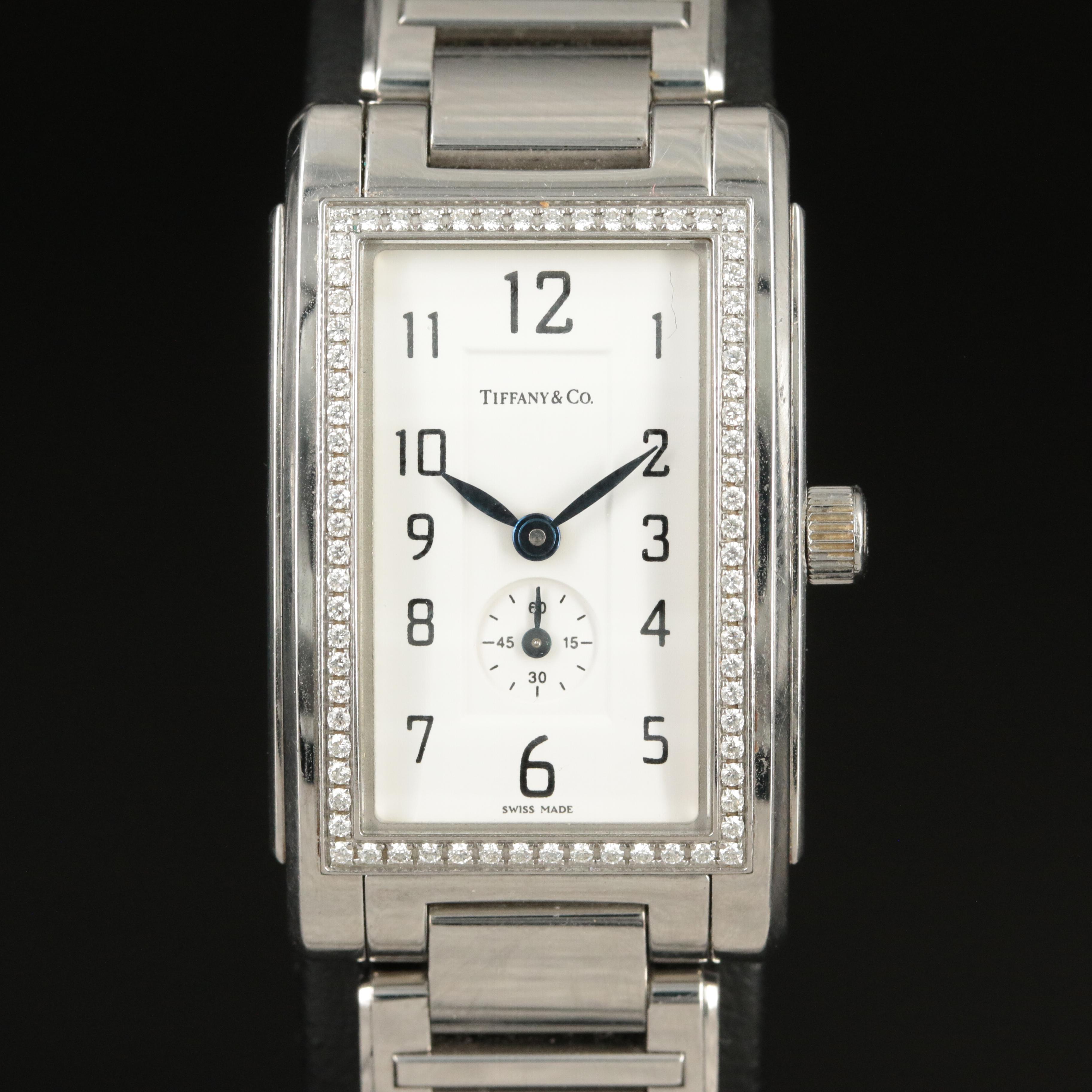 Tiffany & Co. Resonator Diamond Bezel, Tank-Style Quartz Watch