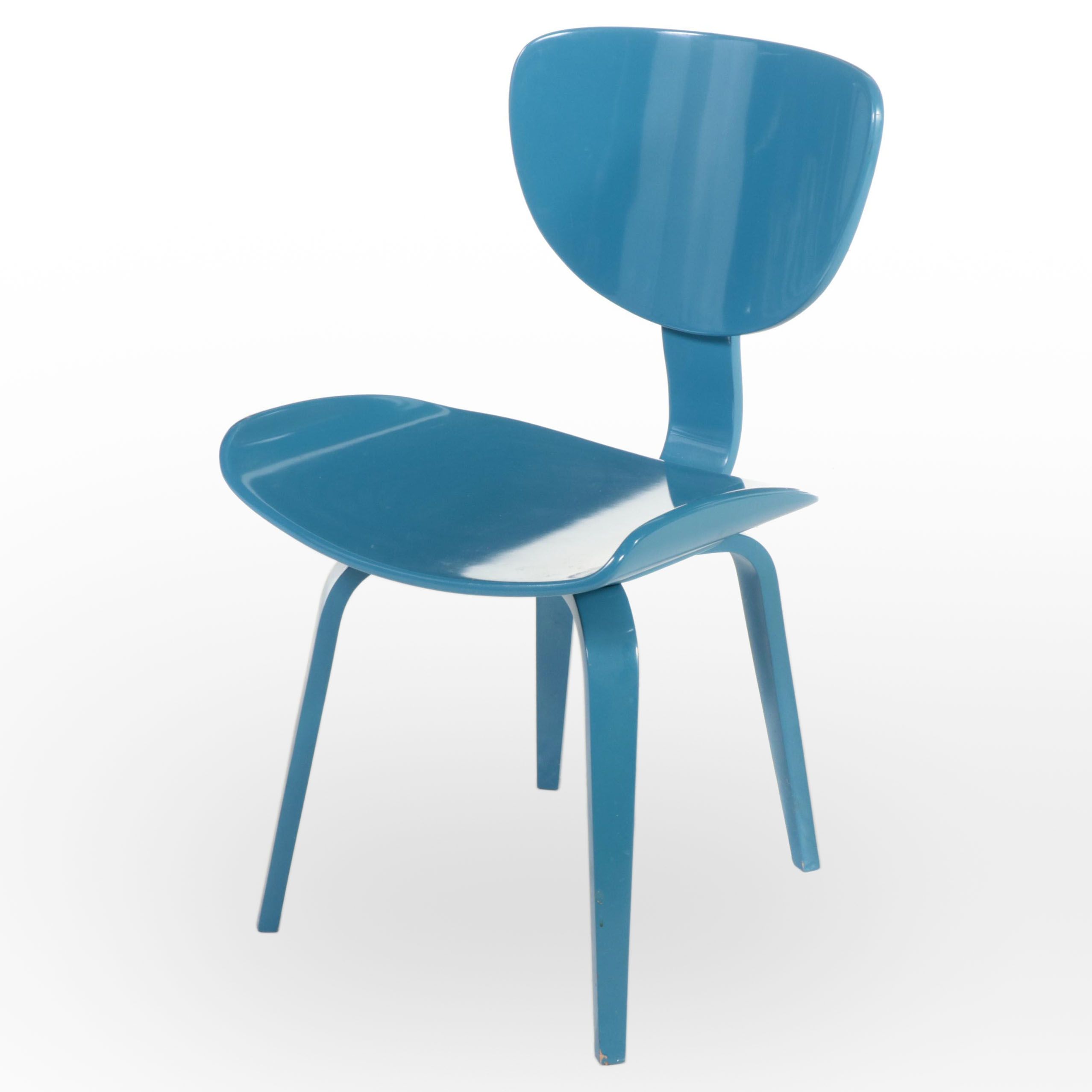 Mid Century Modern Style Teal Blue Enameled Side Chair