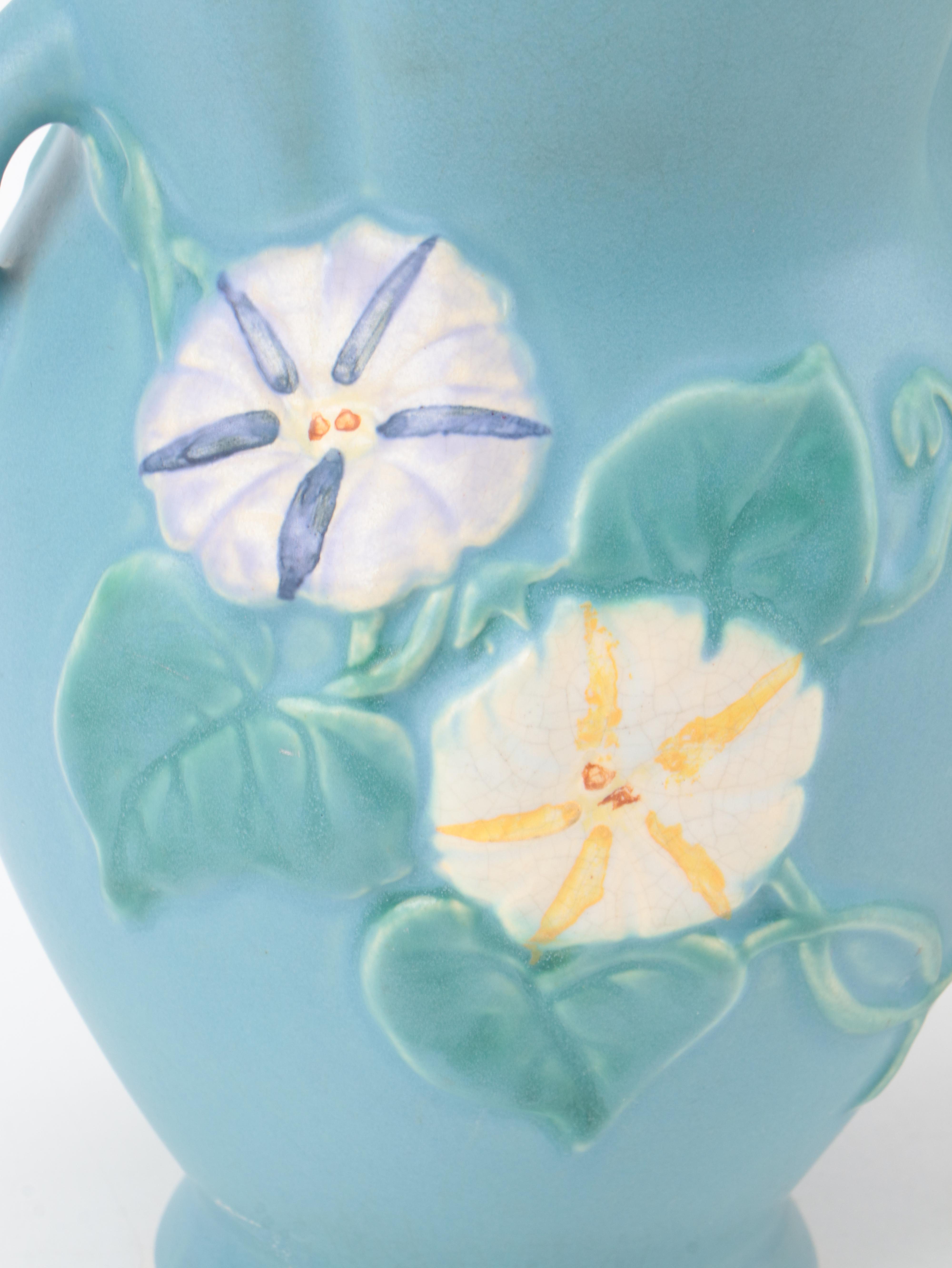 Weller Pottery Floral Ceramic Vases, Mid-20th Century