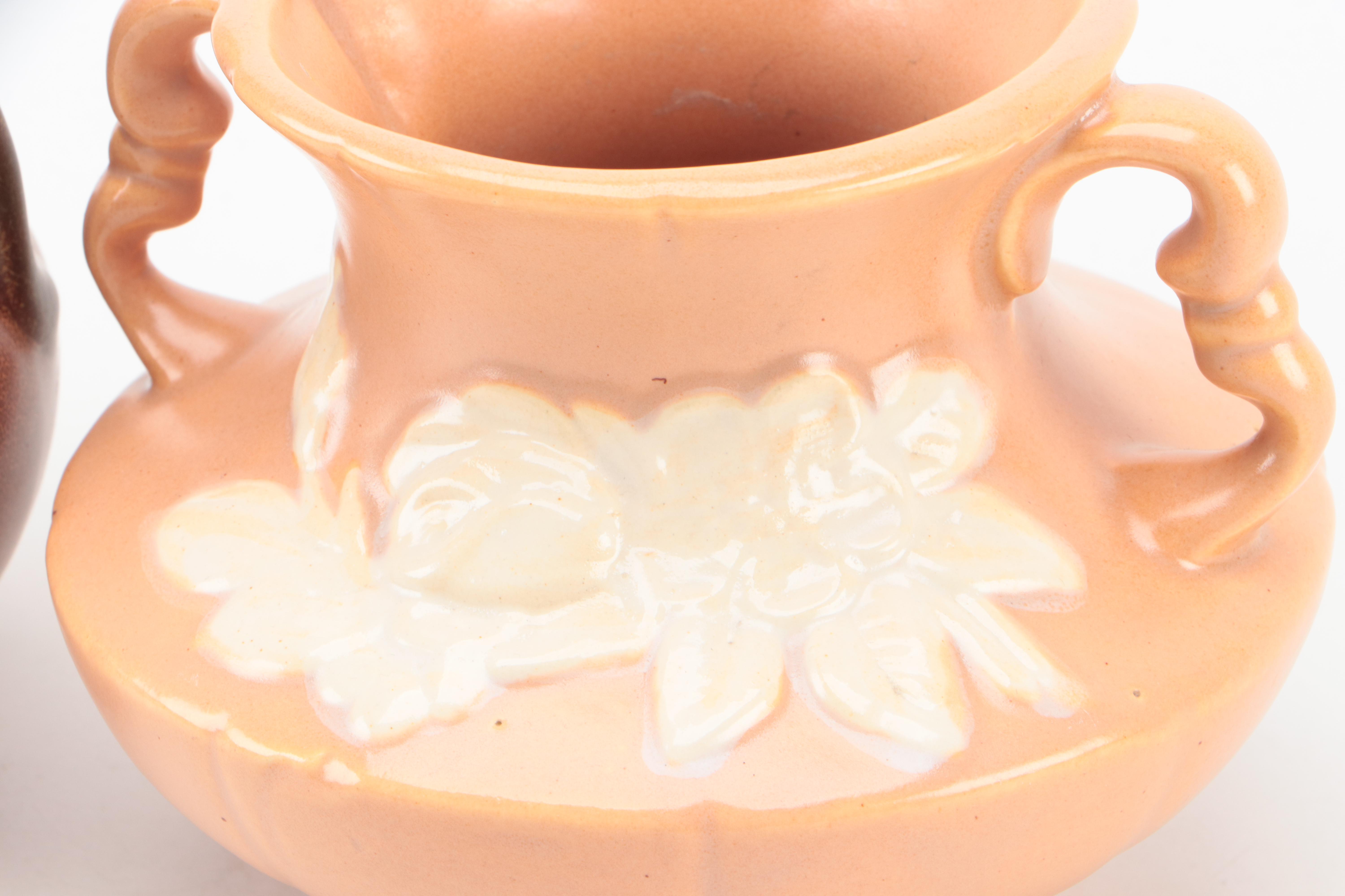 Weller Pottery Floral Ceramic Vases, Mid-20th Century