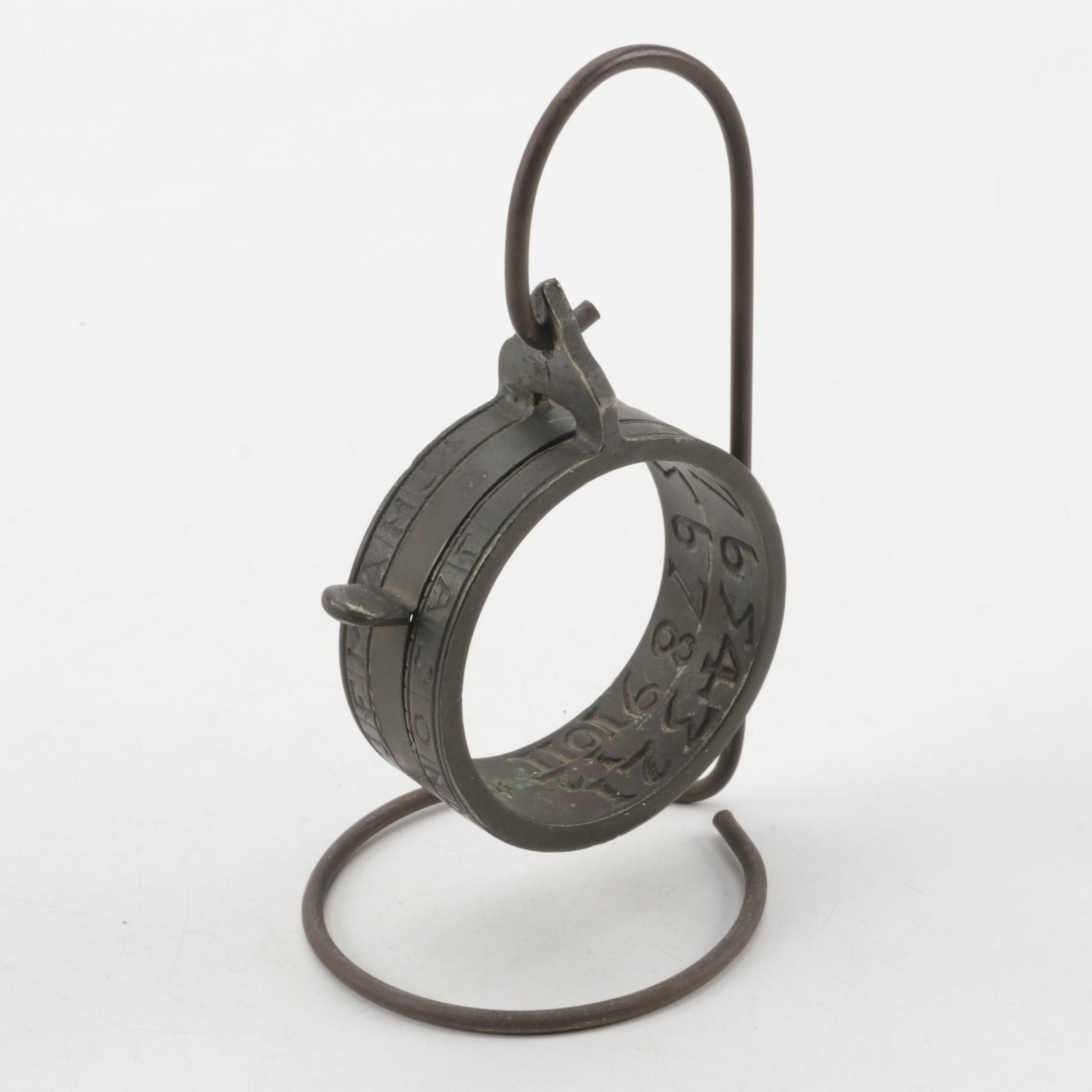 Copper-Alloy "Farmer's Ring" Astronomical Instrument on Wire Stand