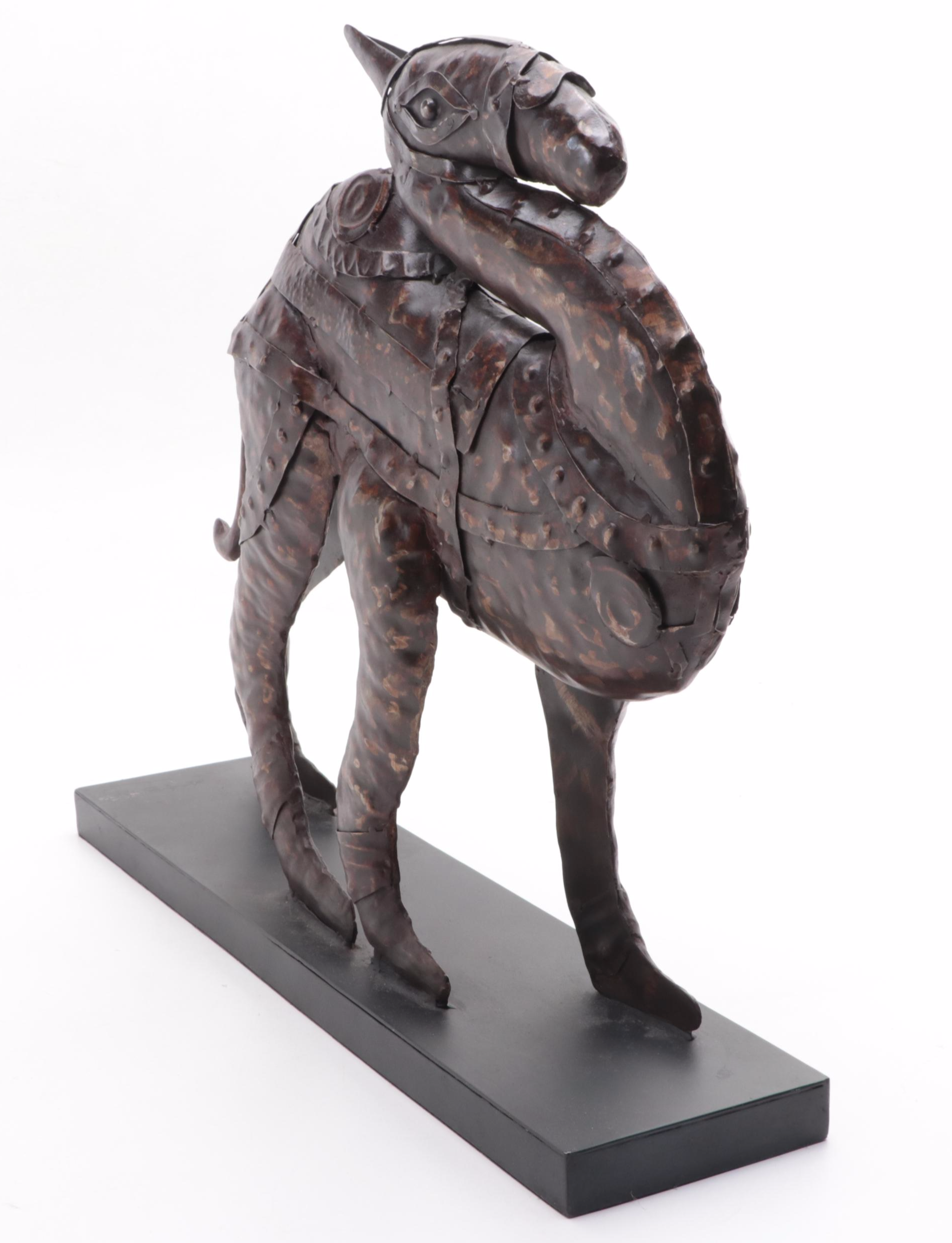 Metal Mythical Creature Sculpture with Intentionally Distressed Finish