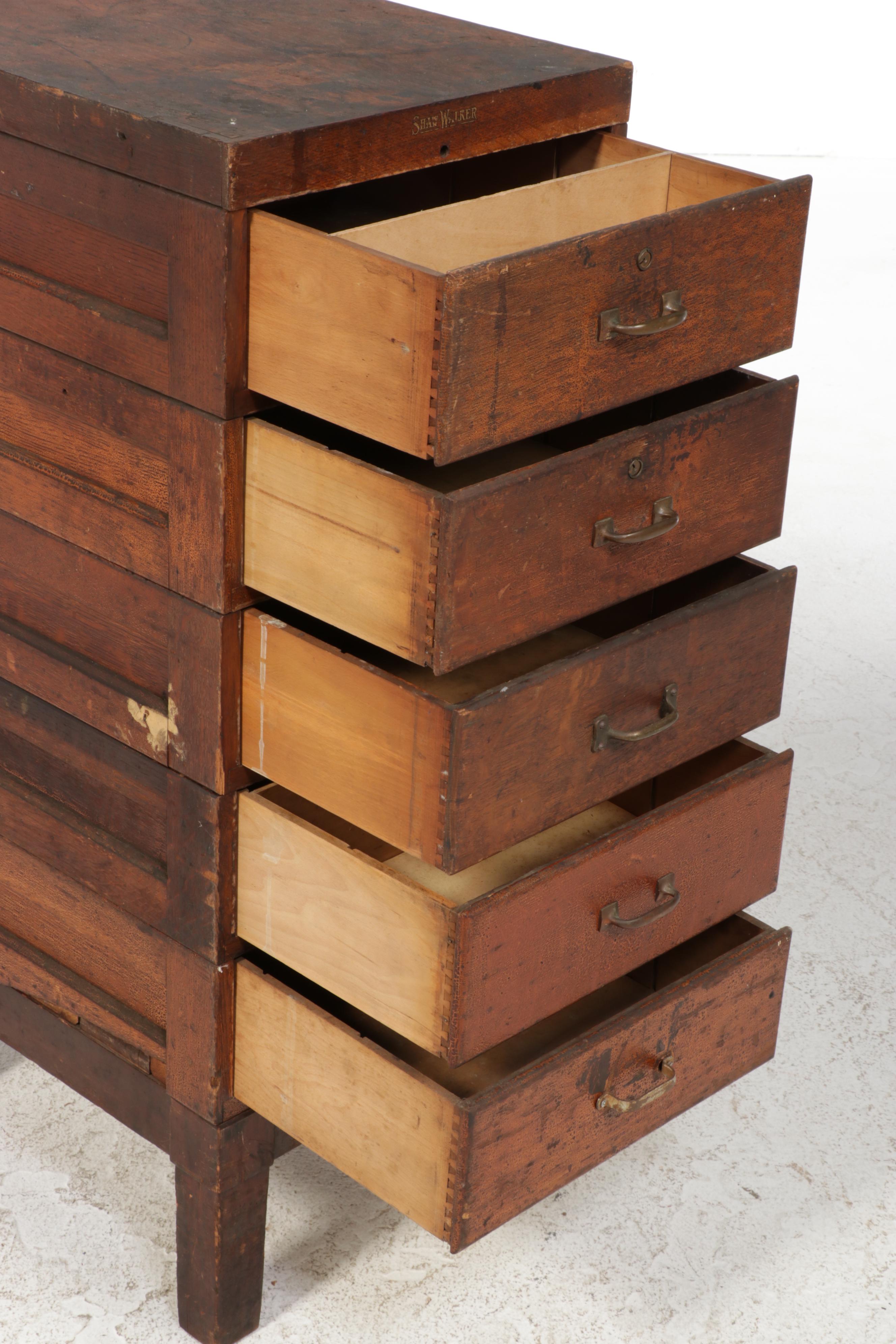 Shaw Walker Oak Five-Drawer Assembled Chest, Early 20th Century