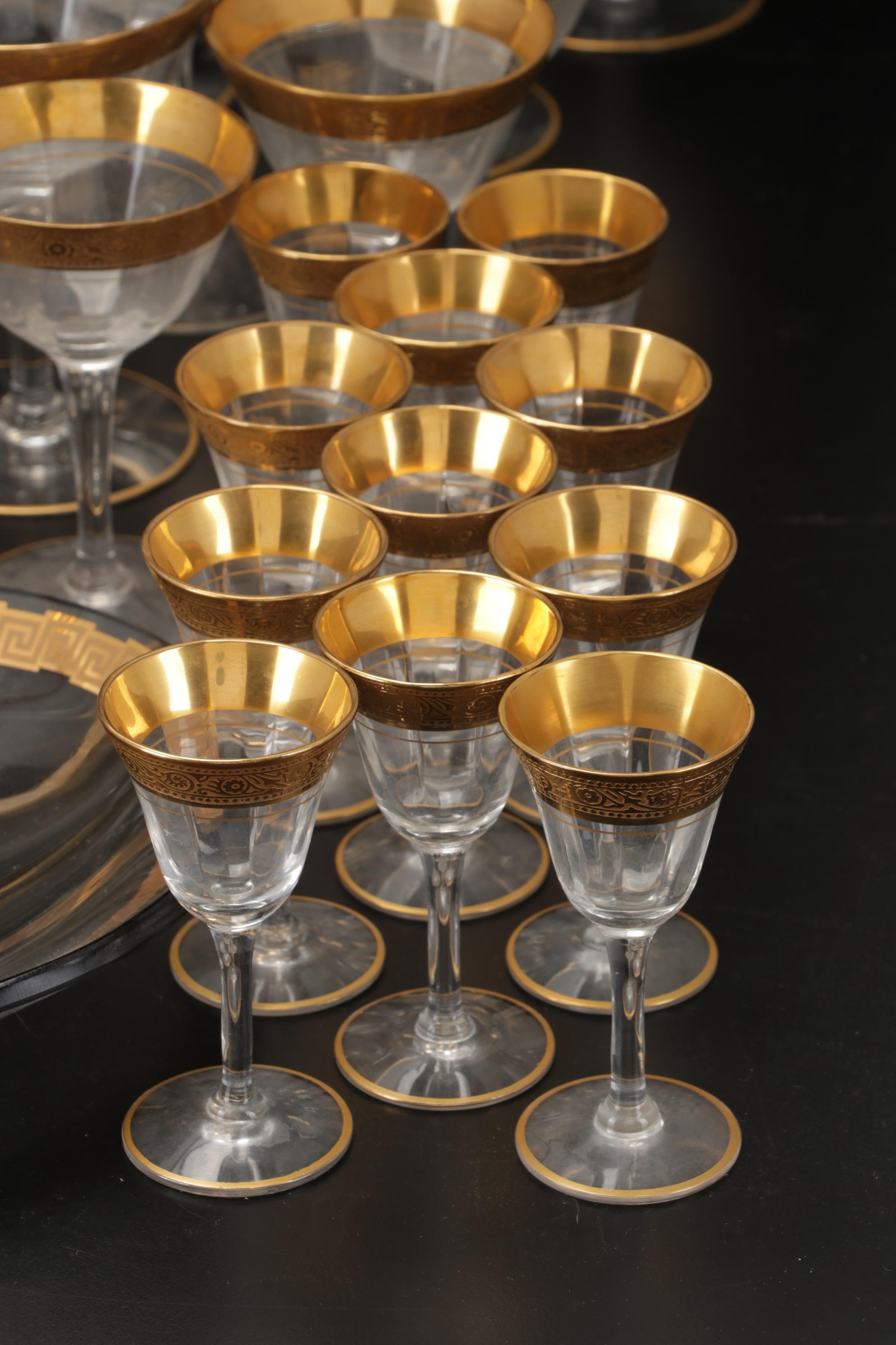 Tiffin-Franciscan "Minton" Gold Encrusted Glass Stemware and More