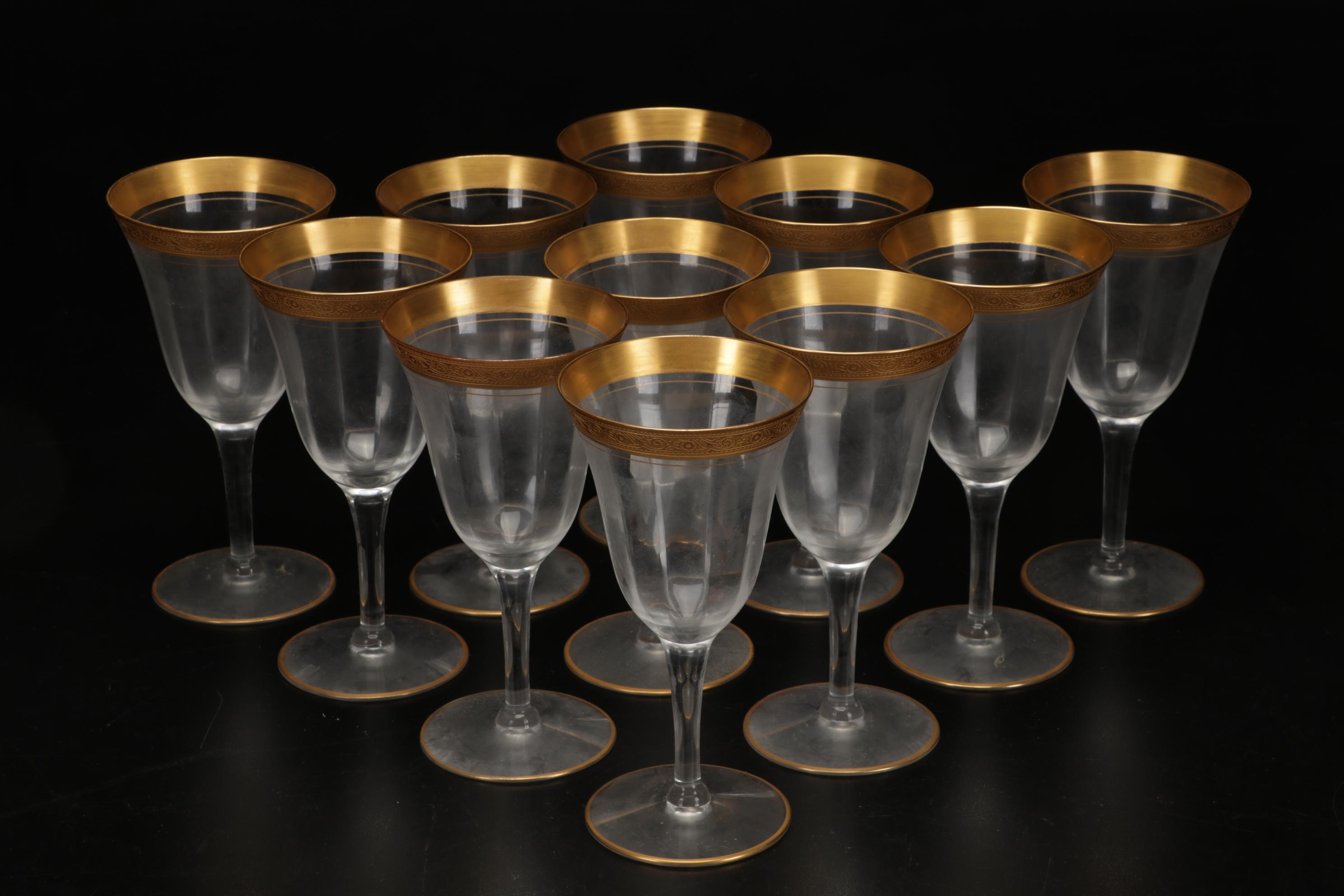 Tiffin-Franciscan "Minton" Gold Encrusted Glass Stemware and More