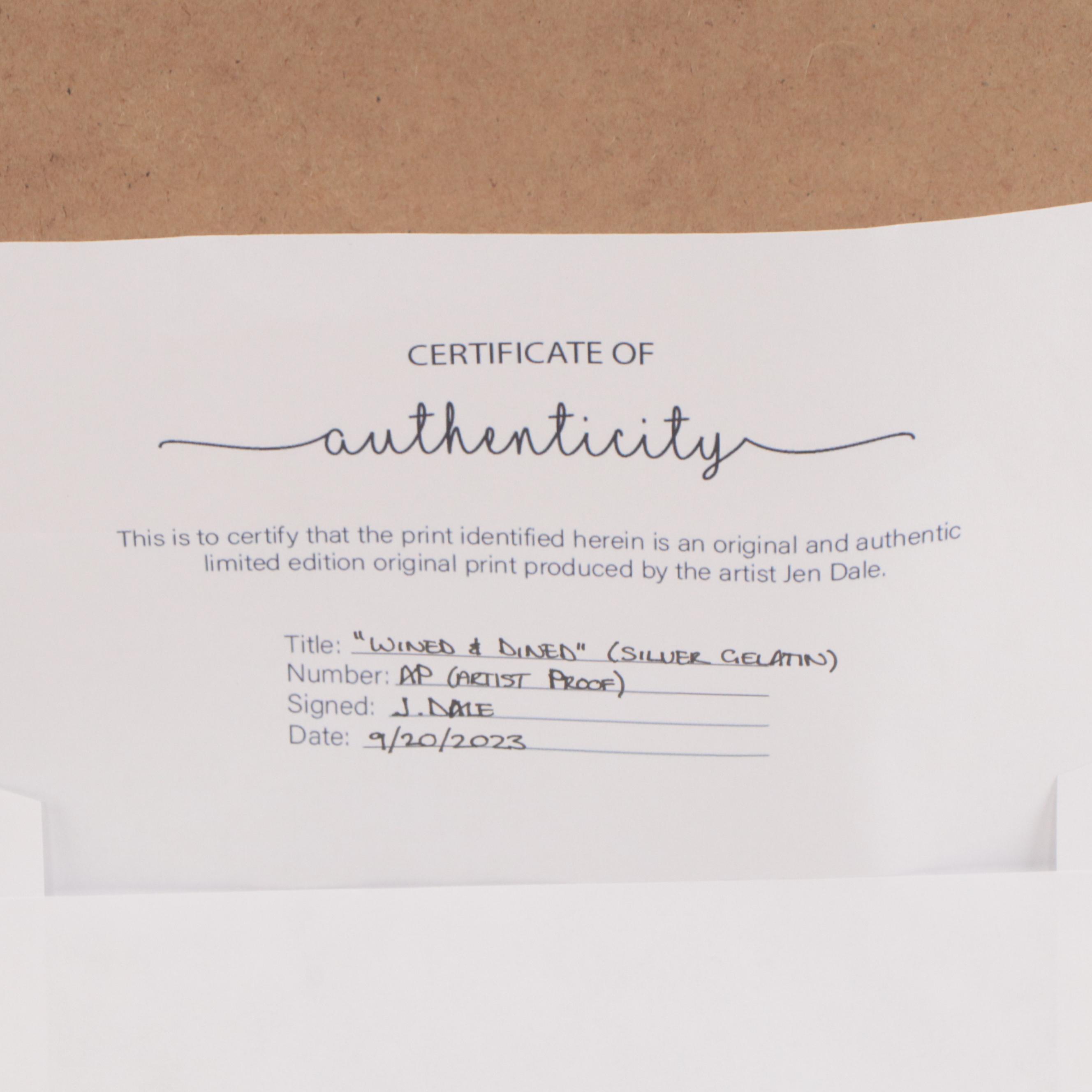 Jen Dale Silver Gelatin Print "Wined & Dined," 2023