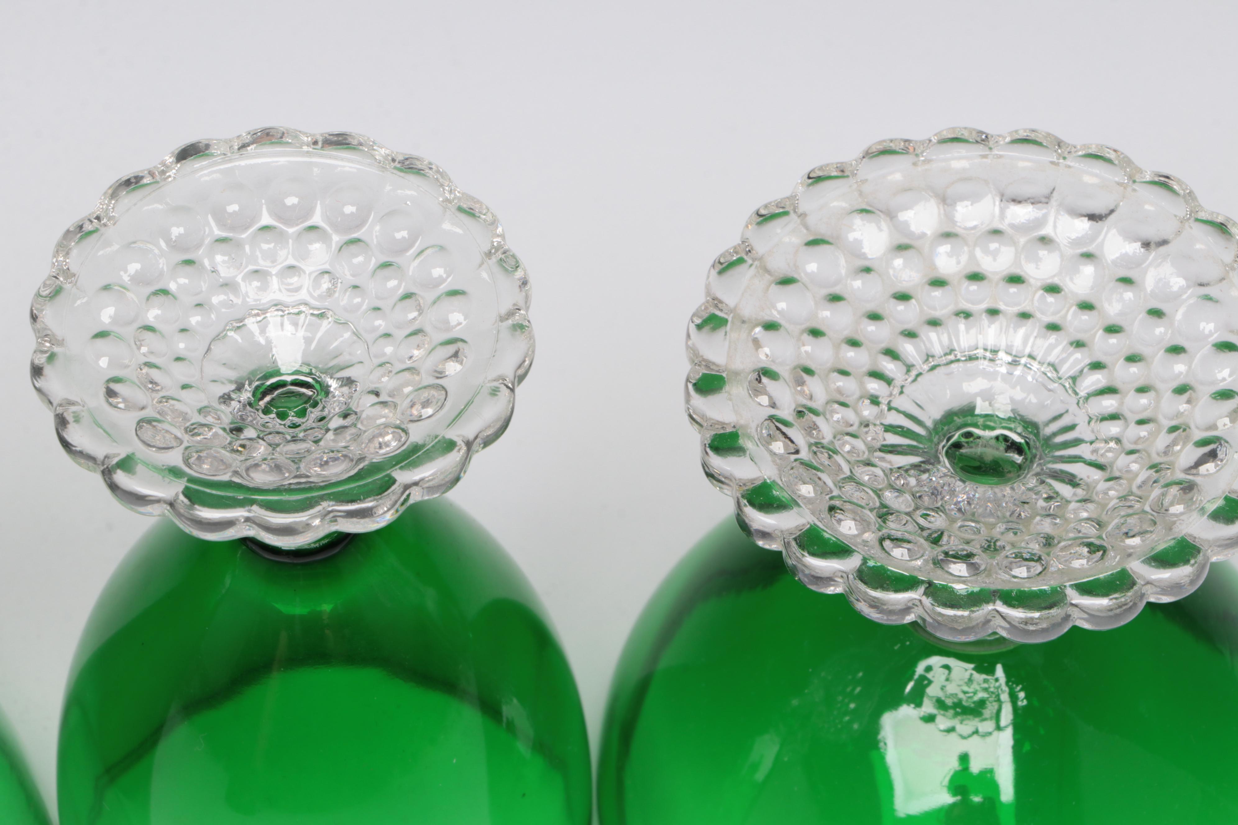 Anchor Hocking "Burple" and "Bubble Foot Green" Stemware, Mid-20th Century