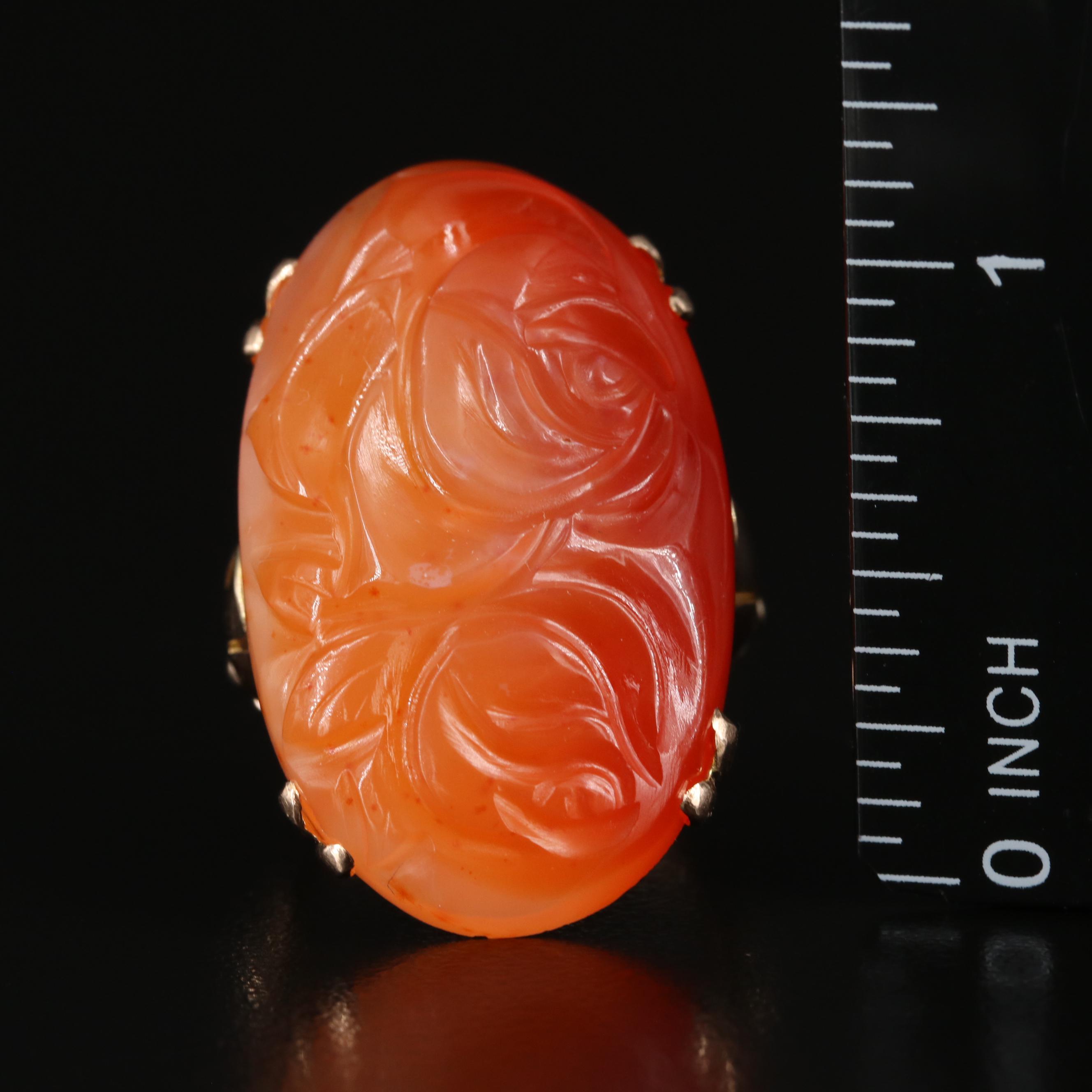14K Carved Agate Ring EBTH