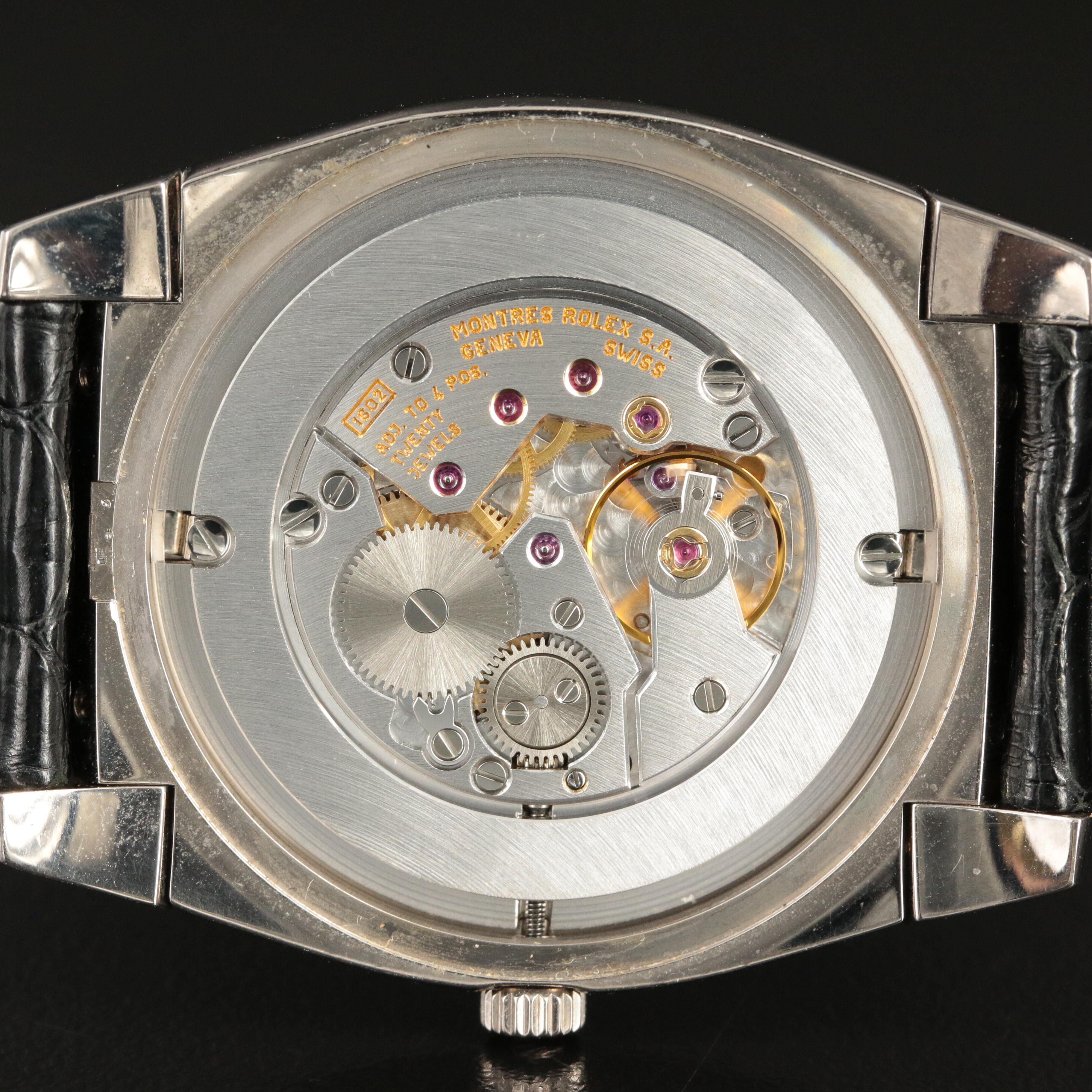 18K Rolex Cellini Cestello Black Mother-of-Pearl Roman Dial Watch