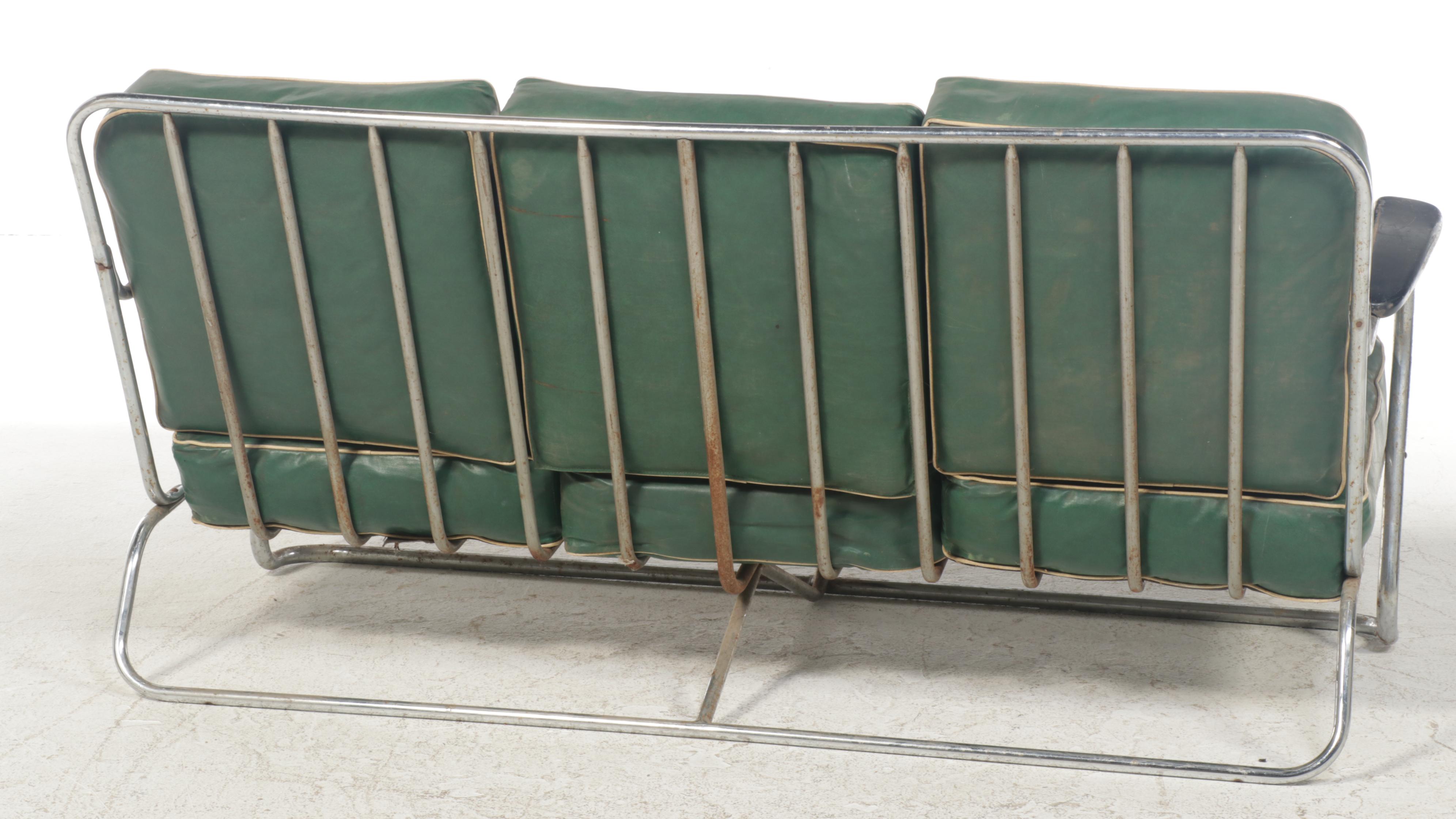 Kem Weber for Lloyd Art Deco Tubular Chrome Framed Sofa, Early 20th Century