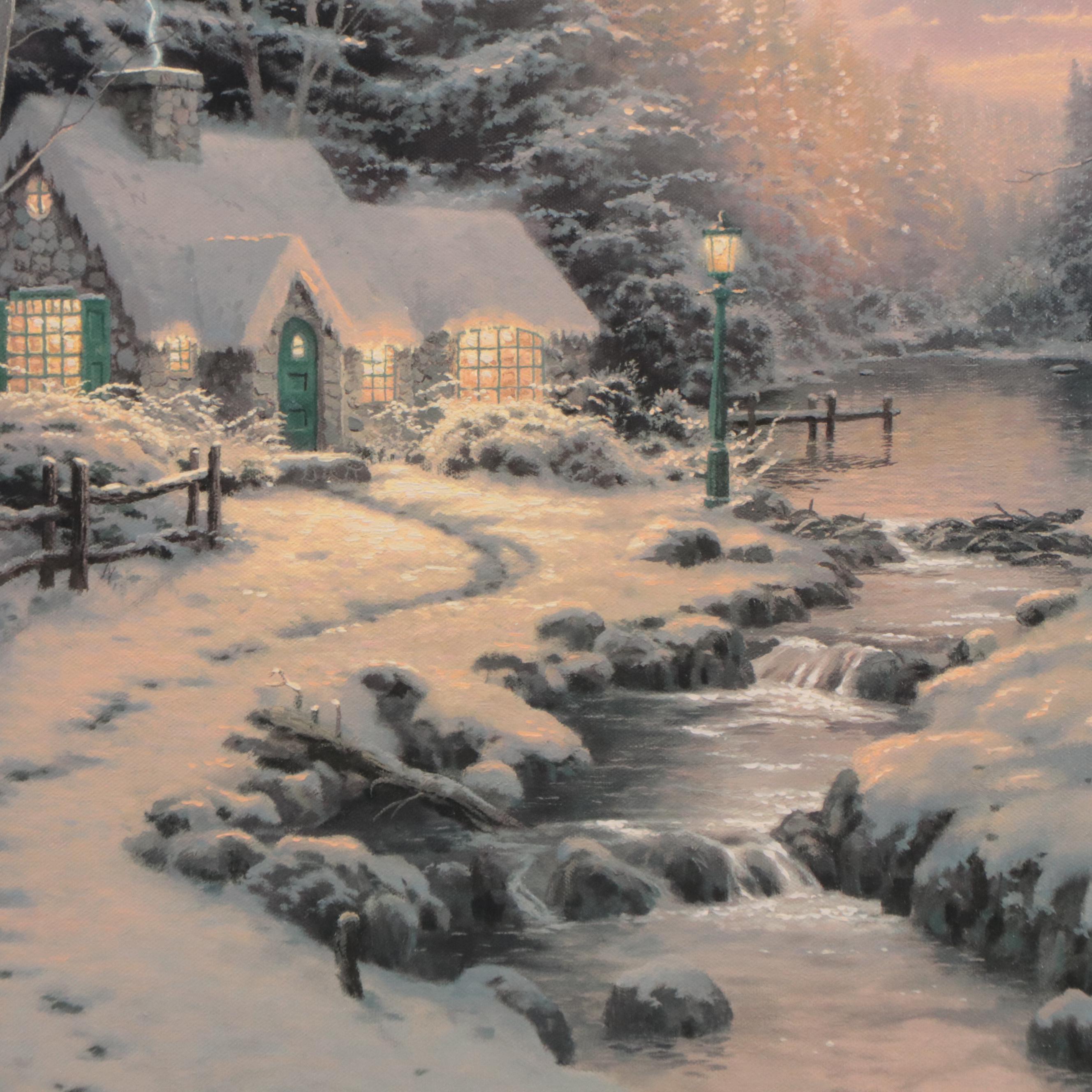 Thomas Kinkade Embellished Offset Lithograph "Evening Glow," 1999
