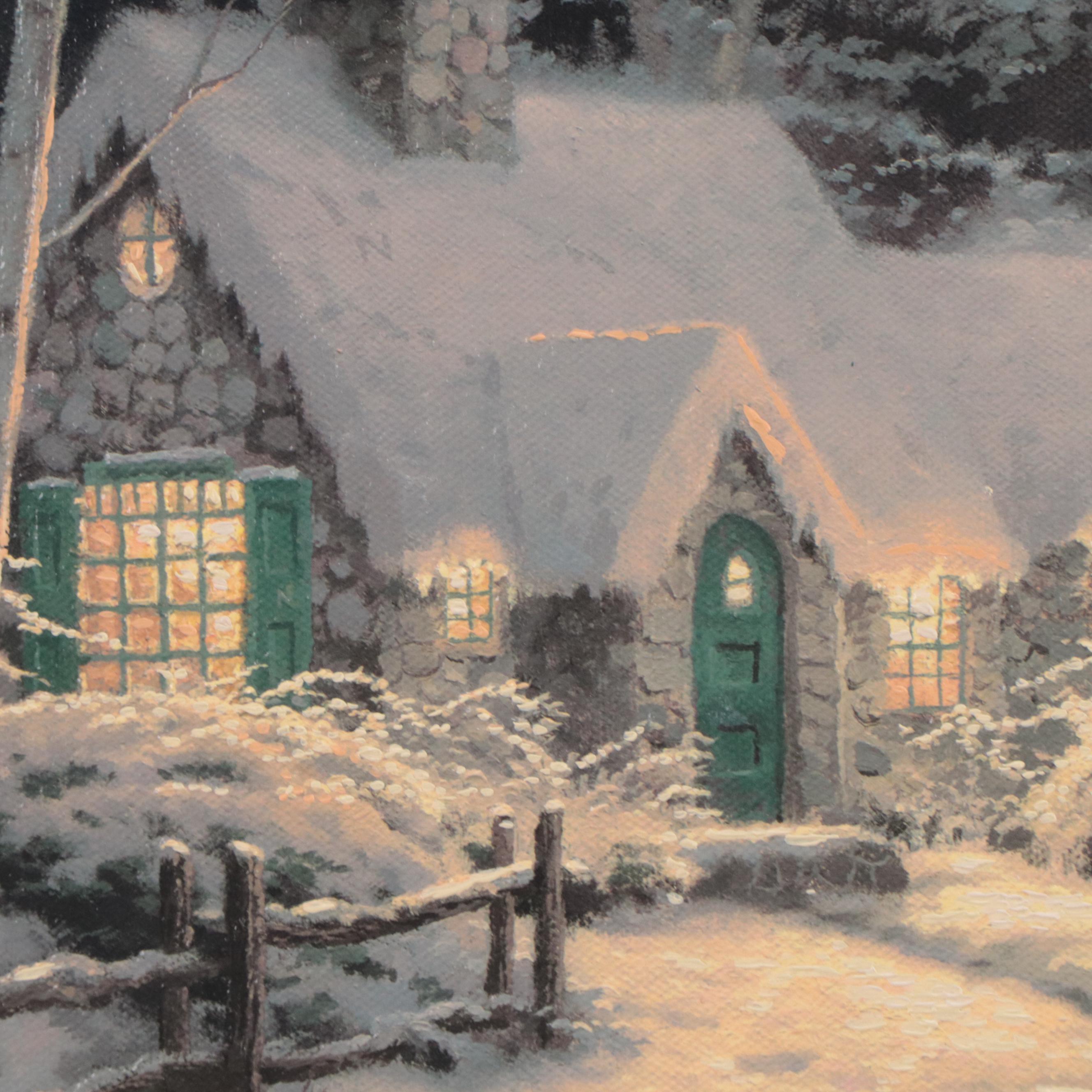 Thomas Kinkade Embellished Offset Lithograph "Evening Glow," 1999