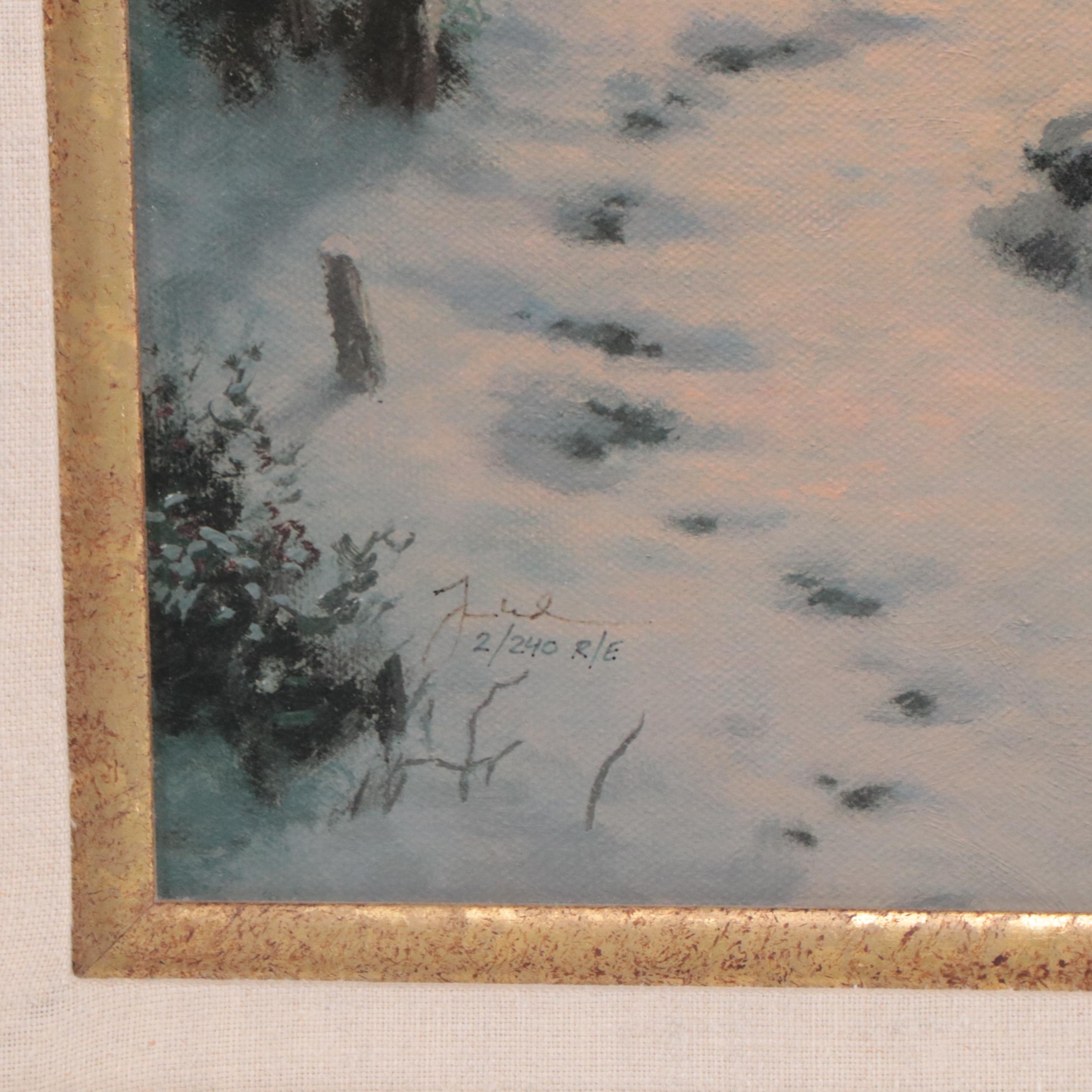 Thomas Kinkade Embellished Offset Lithograph "Evening Glow," 1999