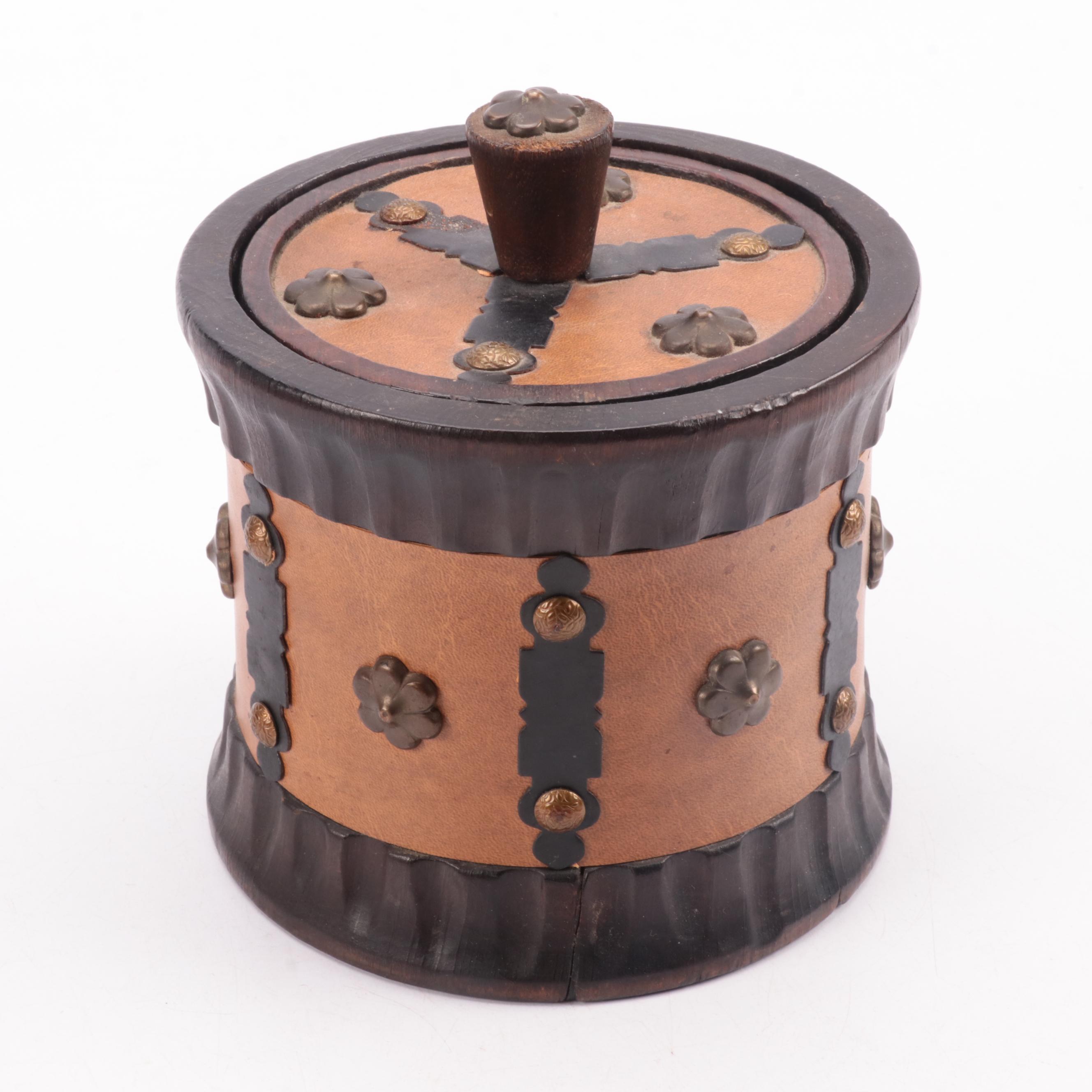 Wooden Geometric Inlay Tobacco Box & Pipe Stand, Pipes, Ashtrays with More