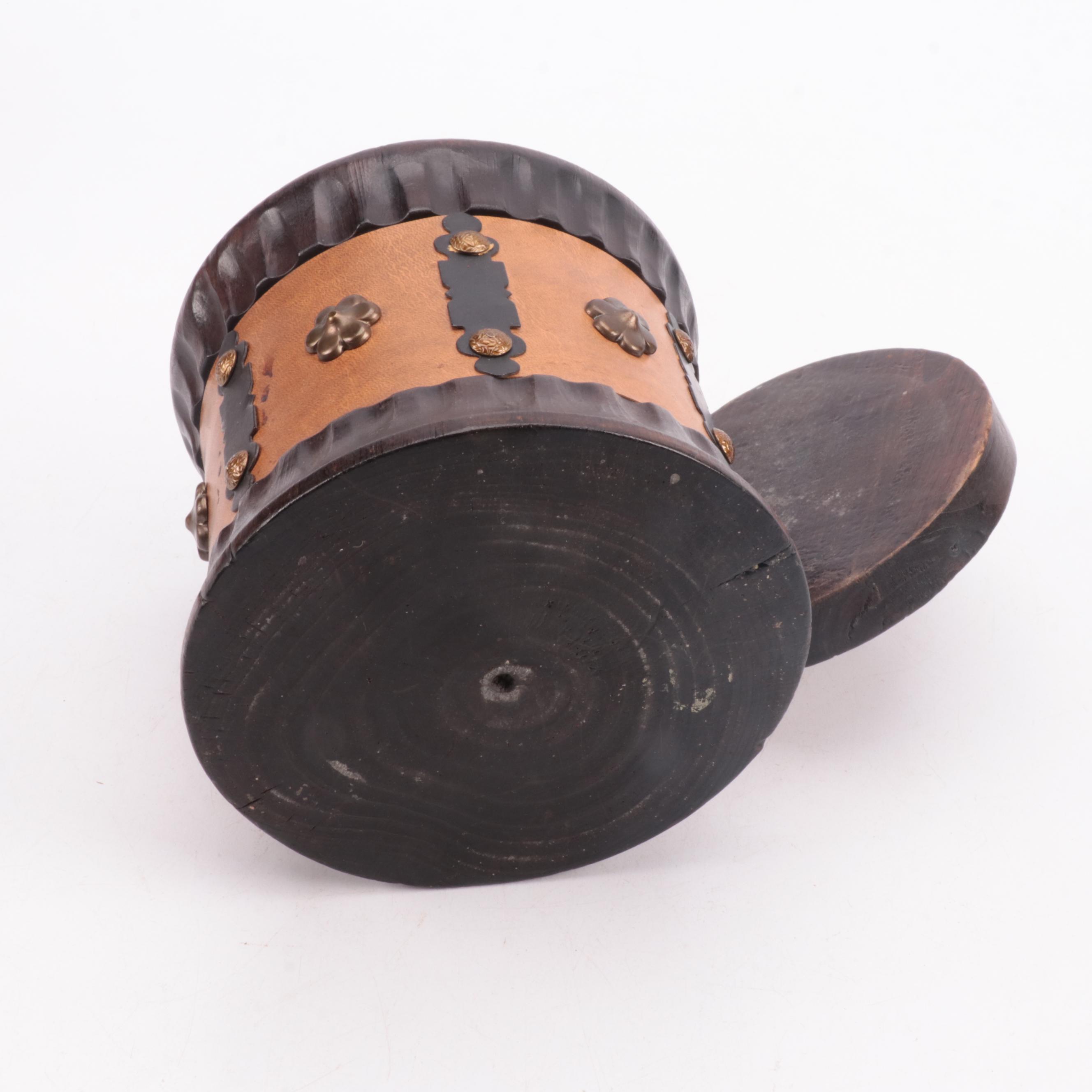 Wooden Geometric Inlay Tobacco Box & Pipe Stand, Pipes, Ashtrays with More