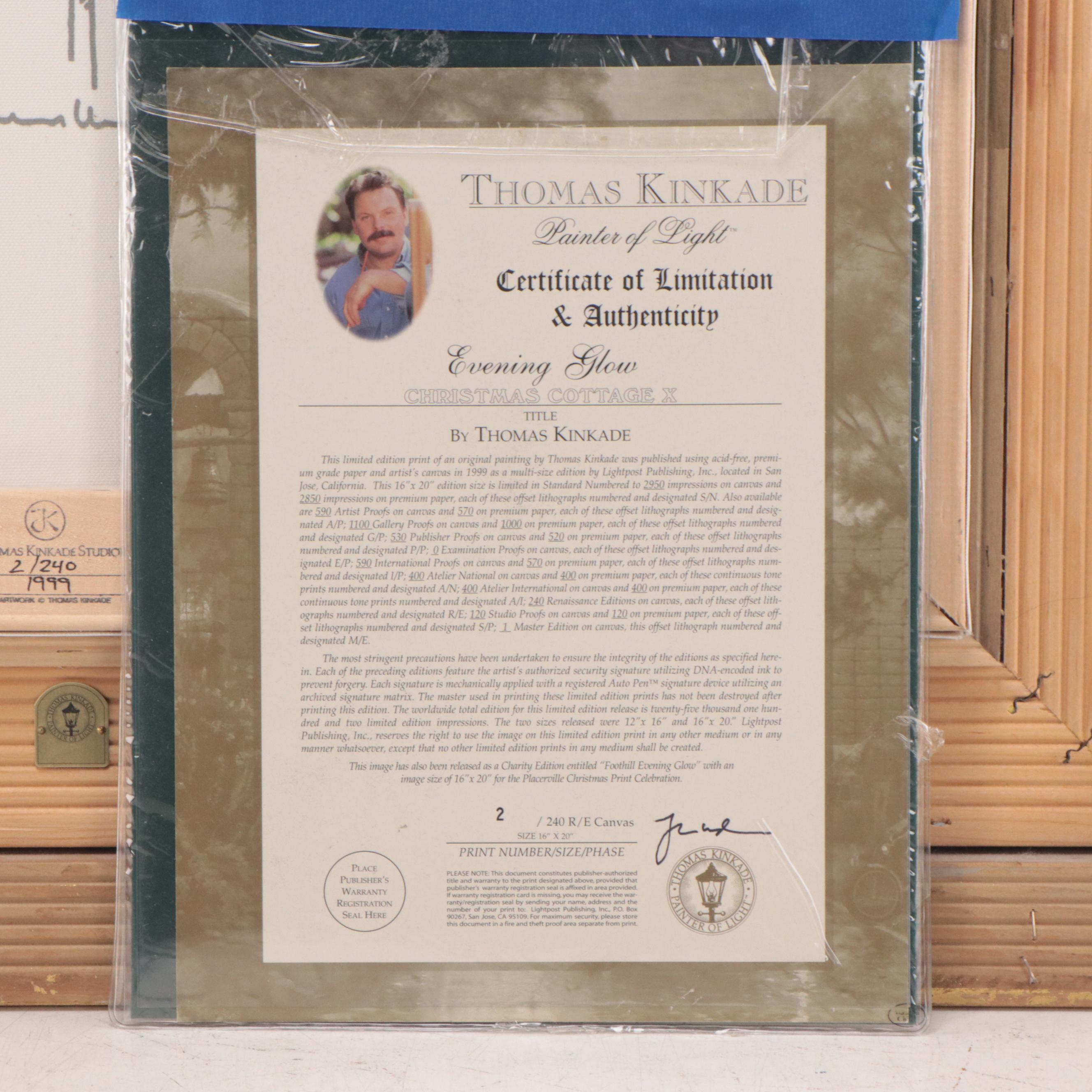 Thomas Kinkade Embellished Offset Lithograph "Evening Glow," 1999