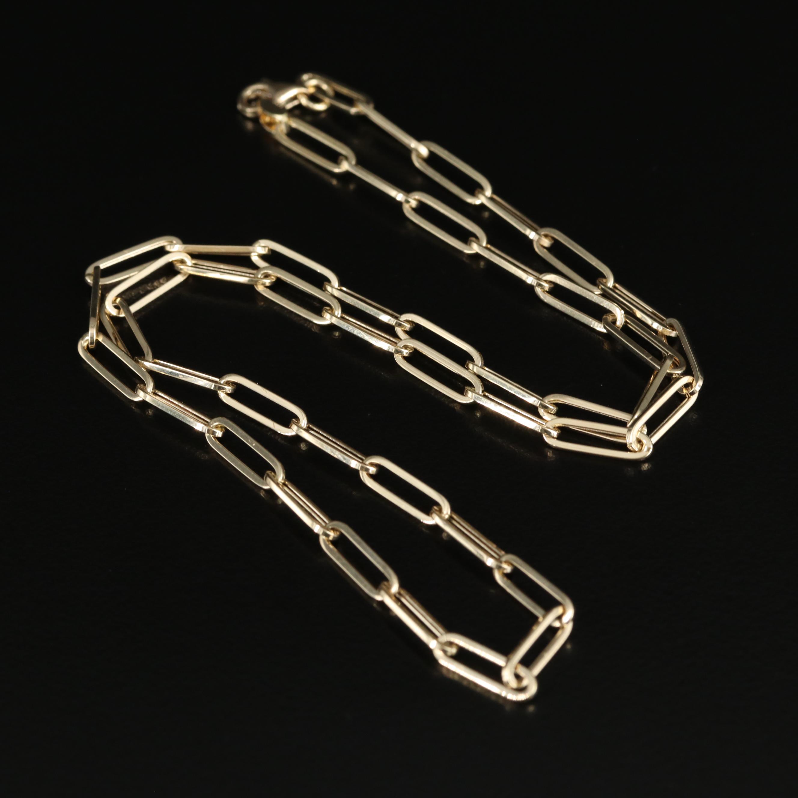 14K Paper Clip Chain Necklace EBTH