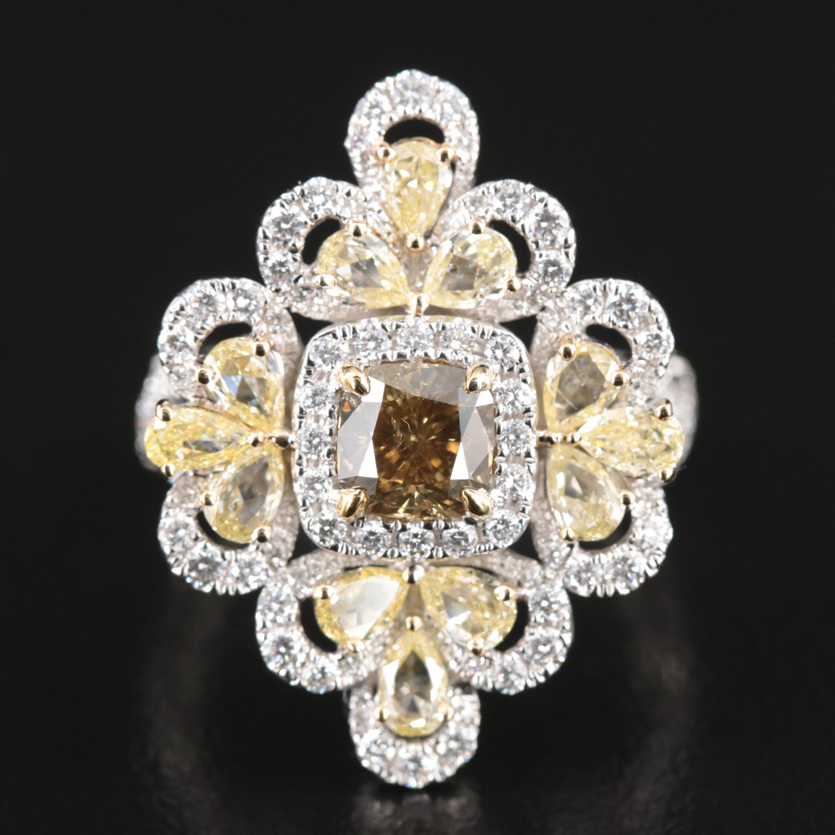 Modani Jewels 18K 3.08 CTW Diamond Ring Including Fancy Color Diamonds