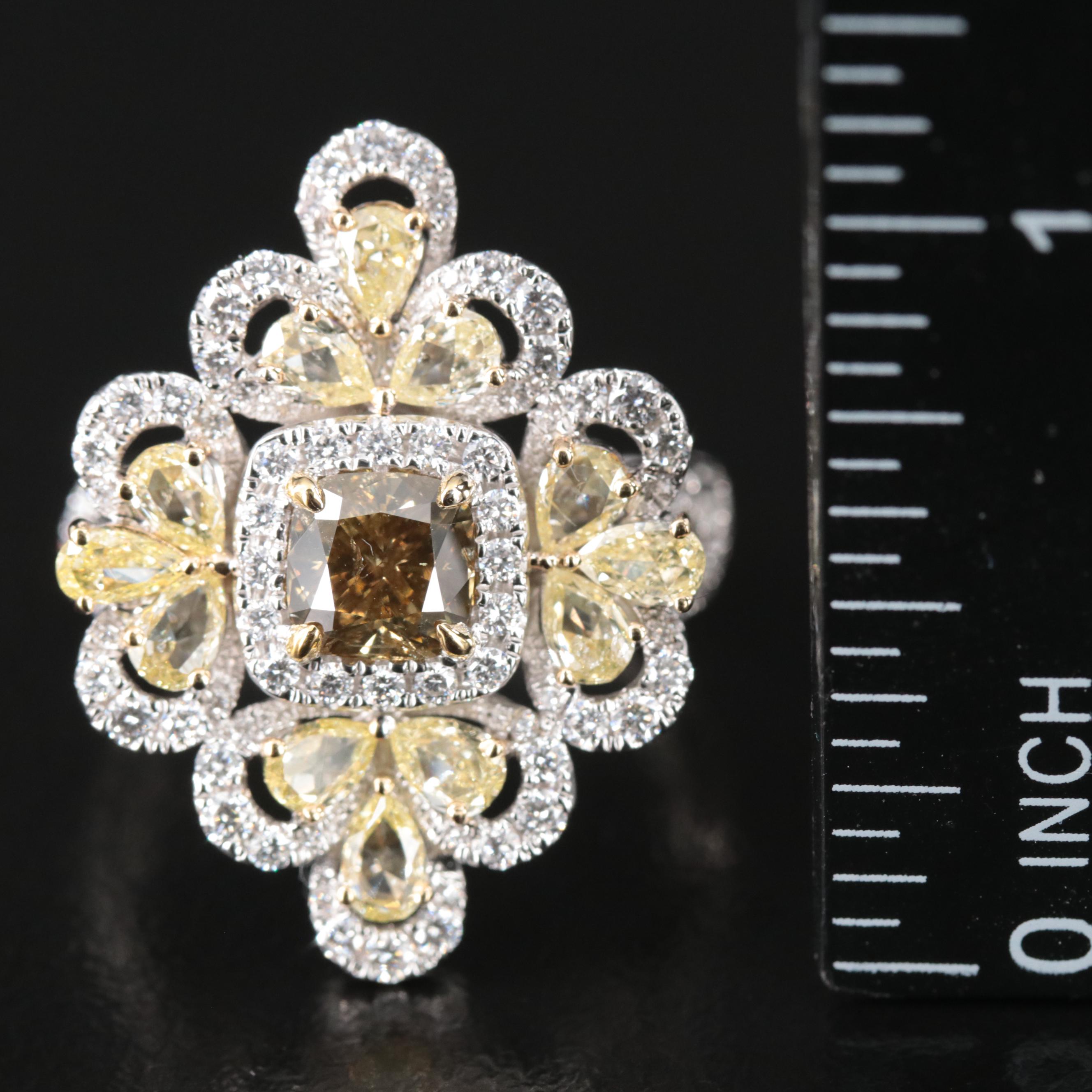Modani Jewels 18K 3.08 CTW Diamond Ring Including Fancy Color Diamonds
