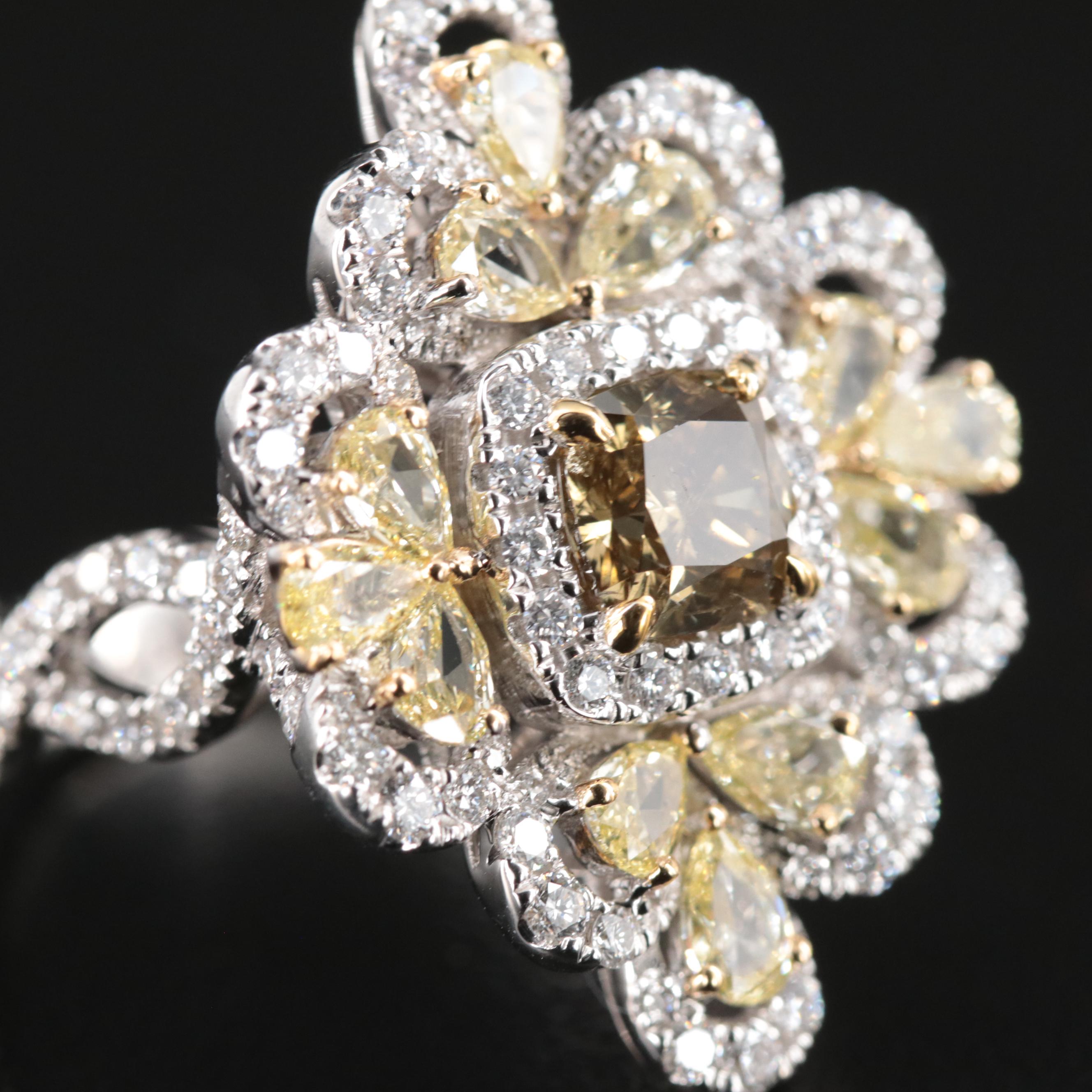 Modani Jewels 18K 3.08 CTW Diamond Ring Including Fancy Color Diamonds