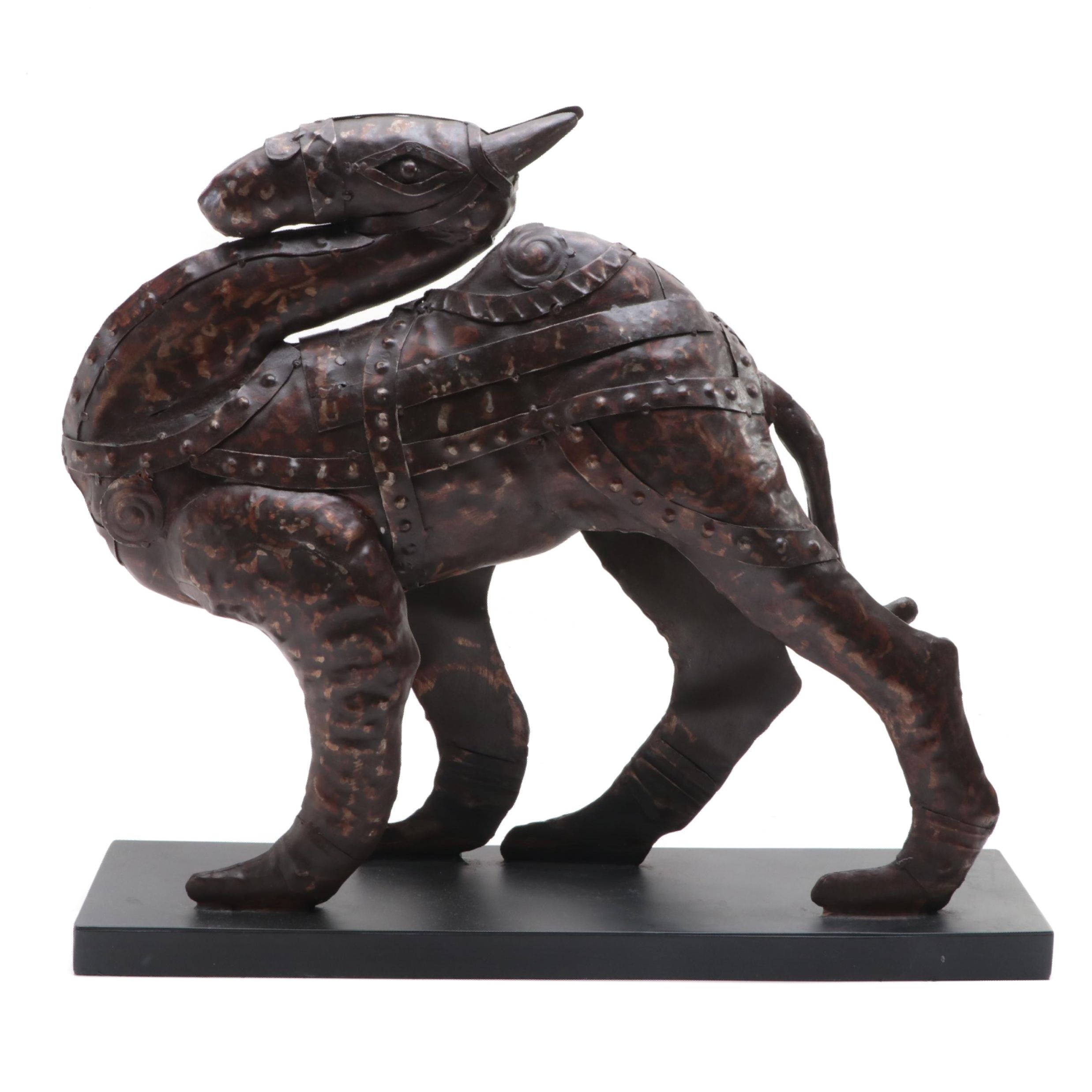 Metal Mythical Creature Sculpture with Intentionally Distressed Finish